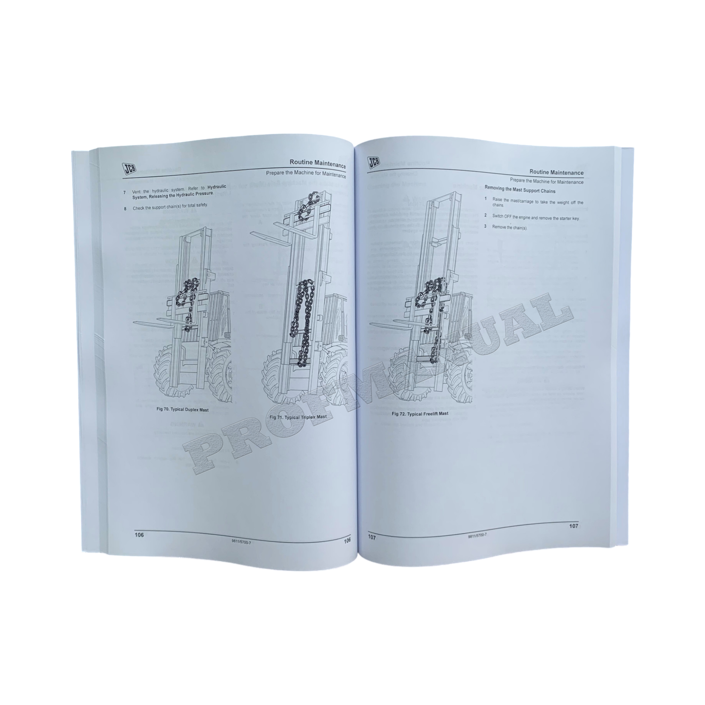 JCB RTFL 926 930 940 950 Rough Terrain ForkLift Operators Manual