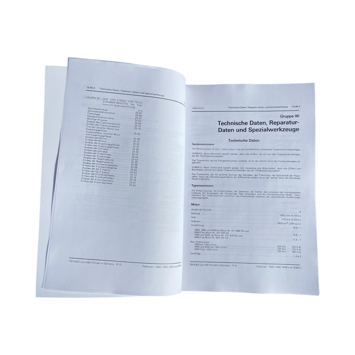 JOHN DEERE 1640 1840 2040 2040S TRAKTOR REPARATURHANDBUCH WERKSTATTHANDBUCH