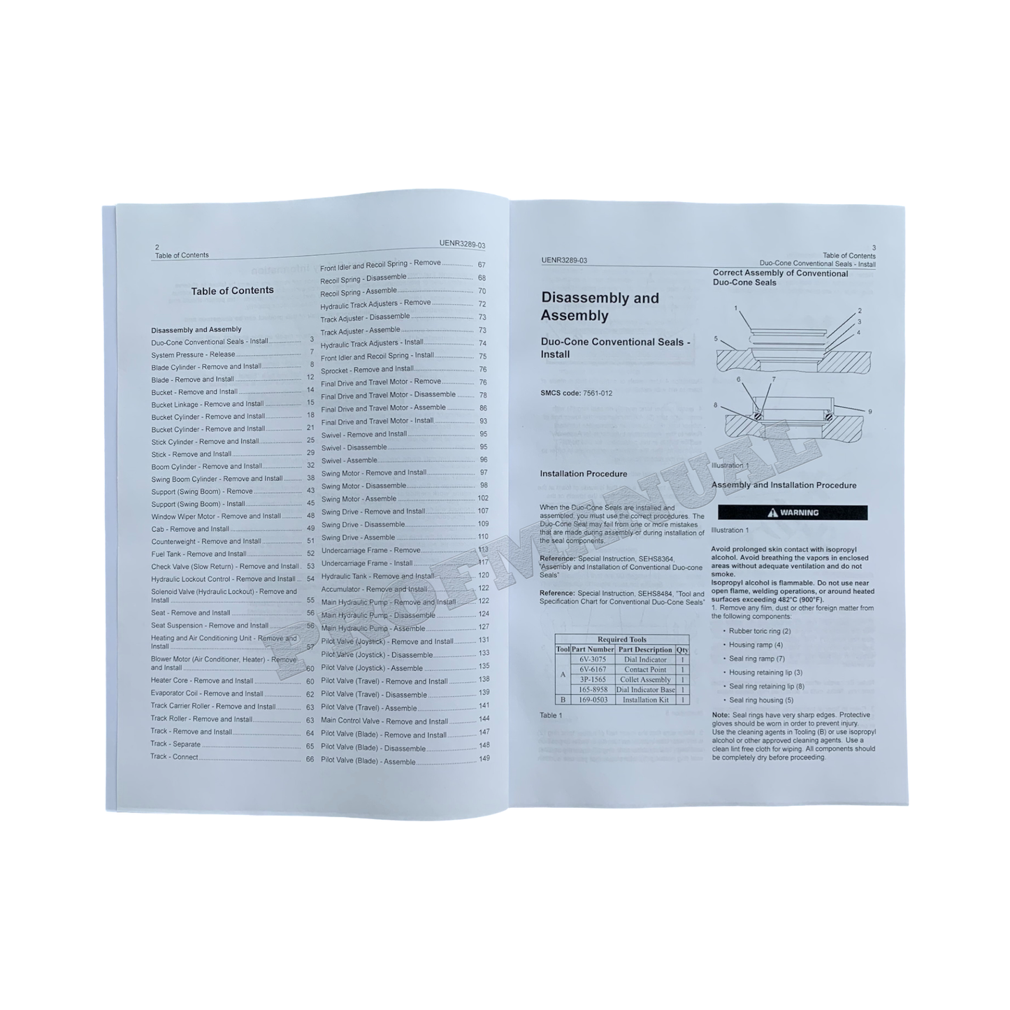 Caterpillar 308E2 CR Excavator Service Manual Disassem Assem UENR3289-03