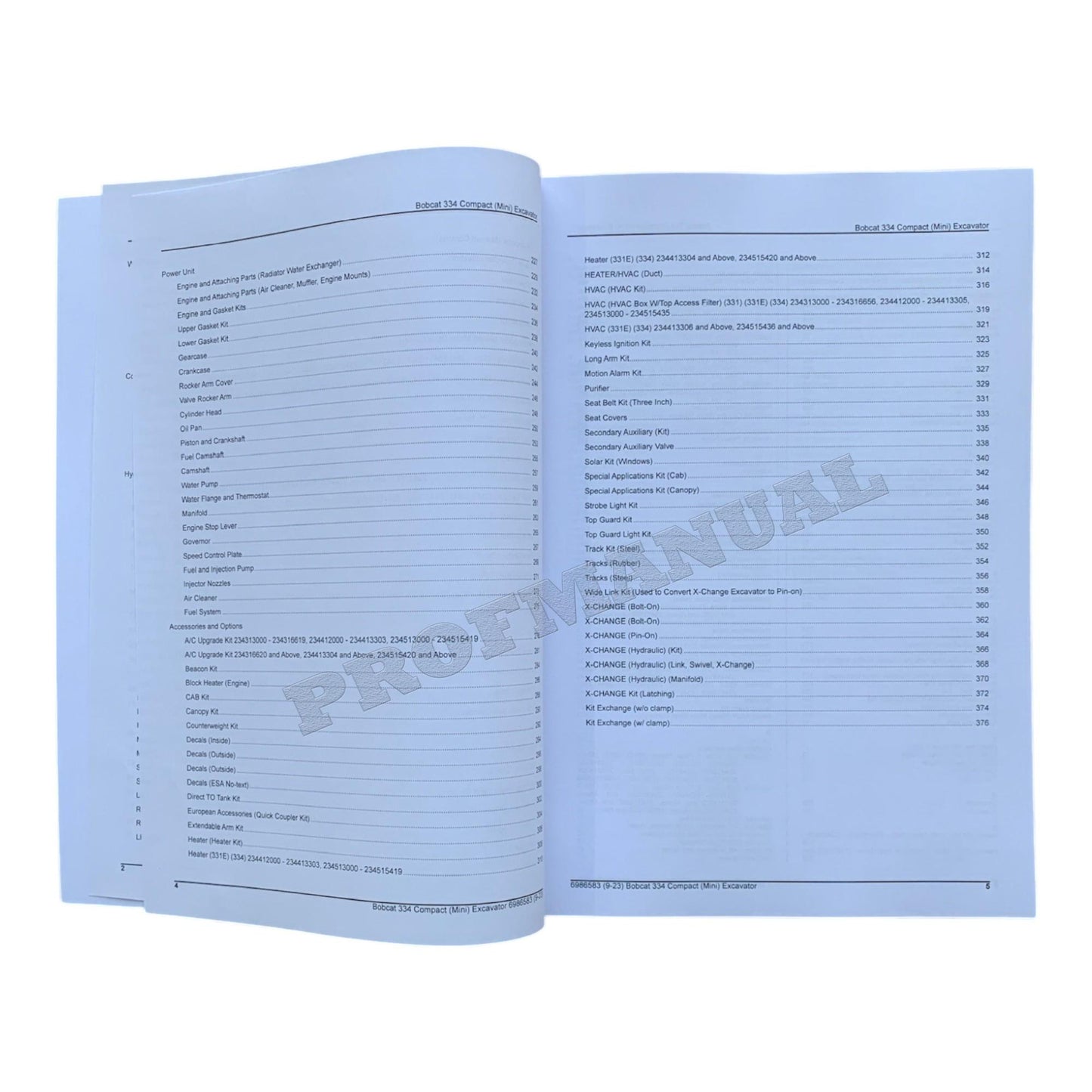 Bobcat 334 Excavator Parts Catalog Manual 234313001- 234412001- 234513001-