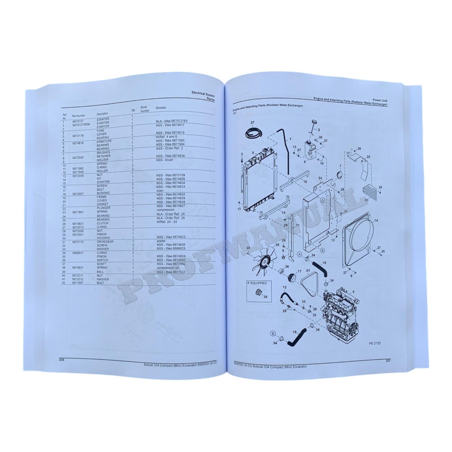 Bobcat 334 Excavator Parts Catalog Manual 234313001- 234412001- 234513001-