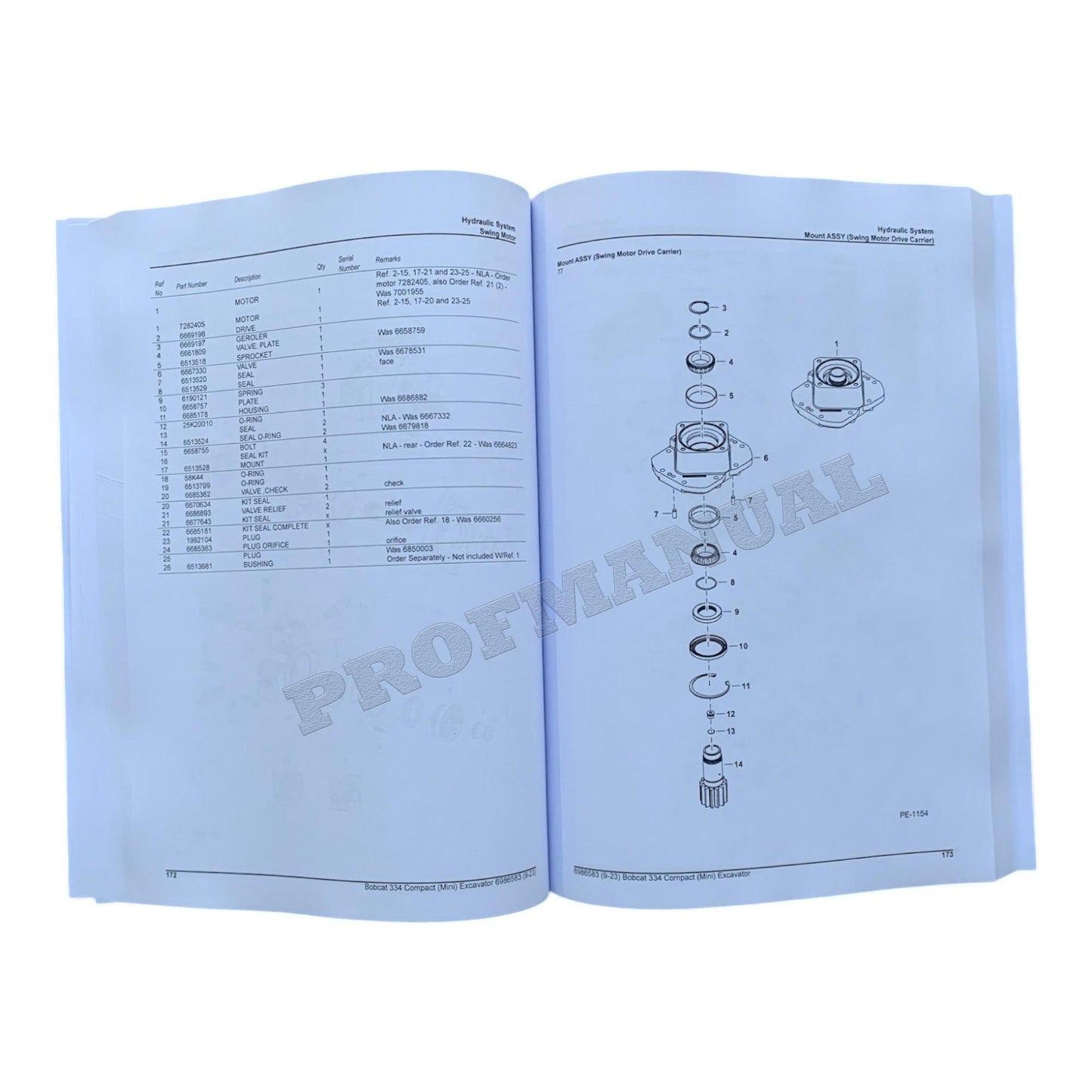 Bobcat 334 Excavator Parts Catalog Manual 234313001- 234412001- 234513001-