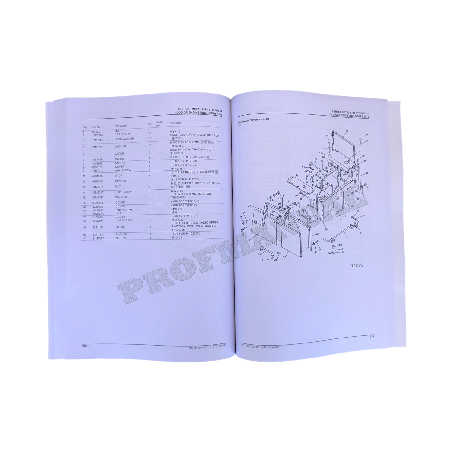 JOHN DEERE 490 EXCAVATOR PARTS CATALOG MANUAL