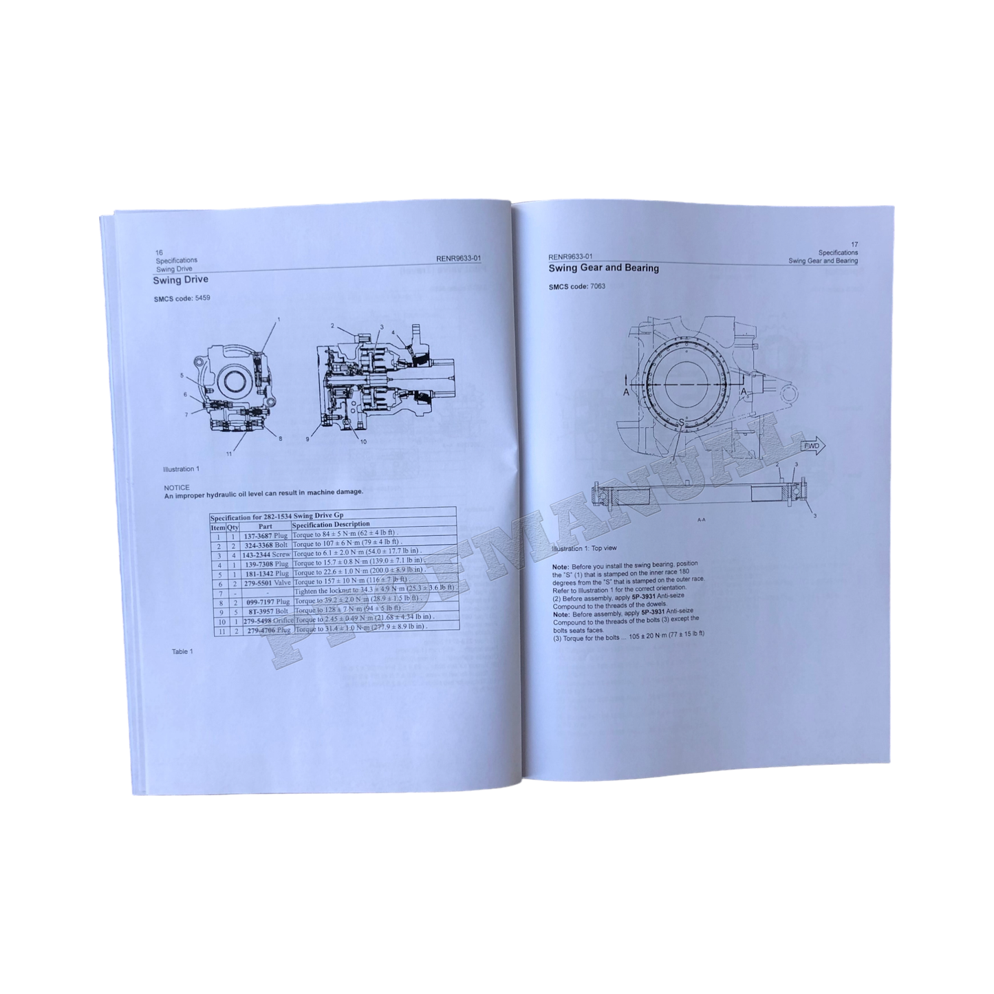 Caterpillar 304C 305C Excavator Service Manual Specifications