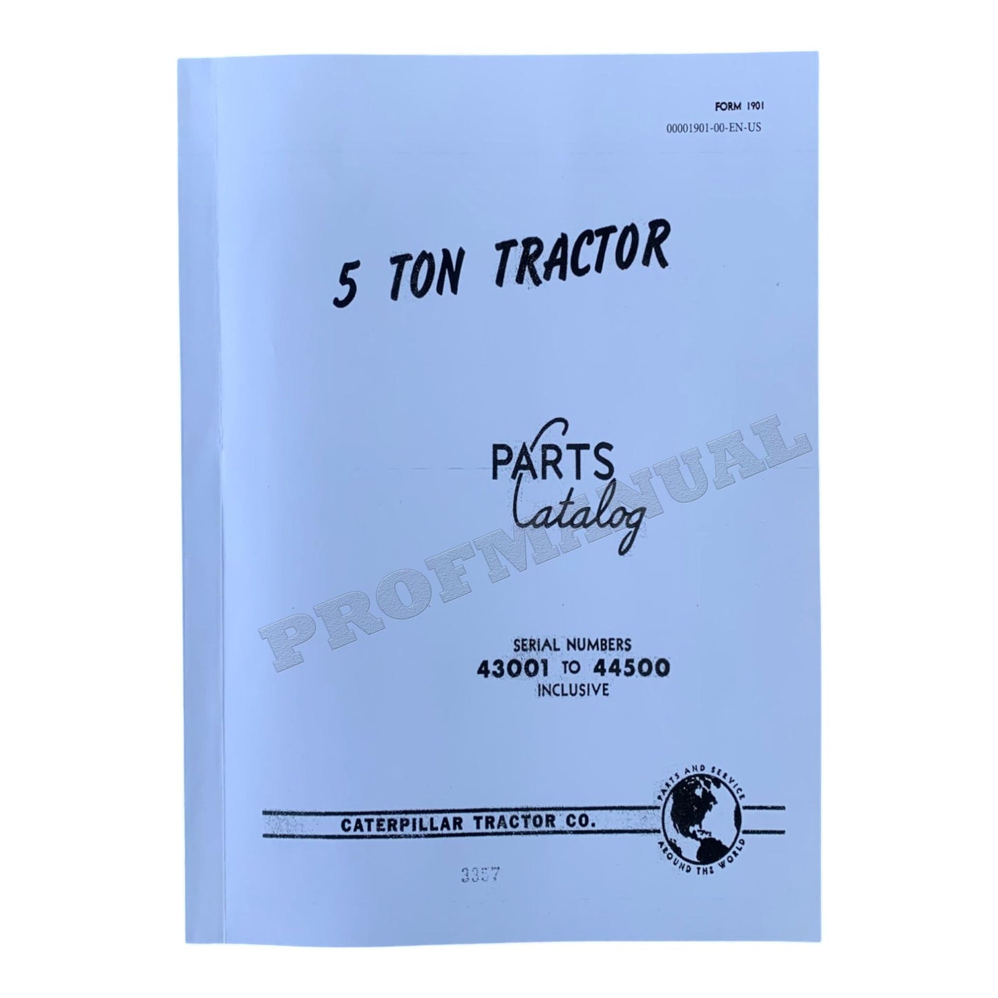 Caterpillar Cat 5-Tonnen-Traktor 1950, Ersatzteilkatalog, Handbuch, Seriennummer 43001–44500