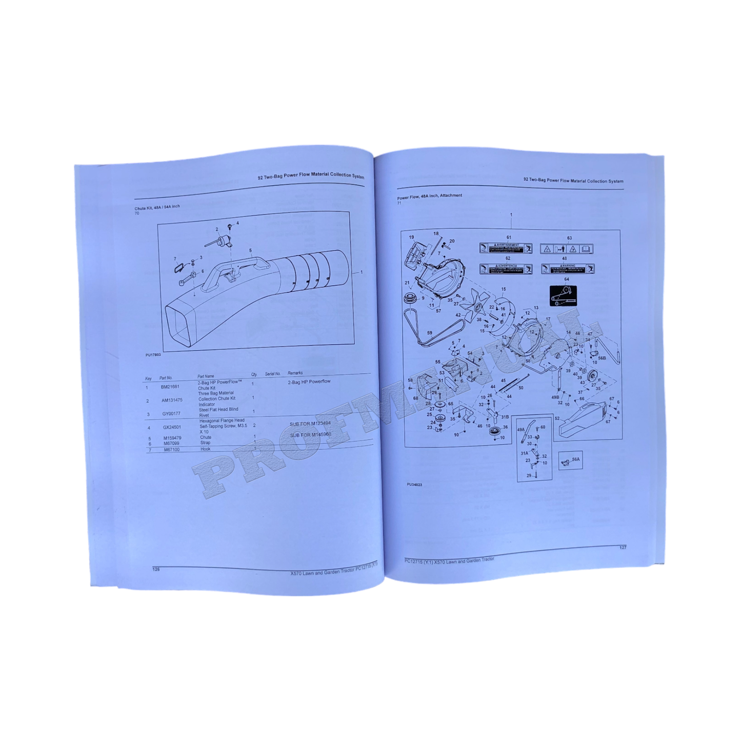 JOHN DEERE X570 TRACTOR PARTS CATALOG MANUAL