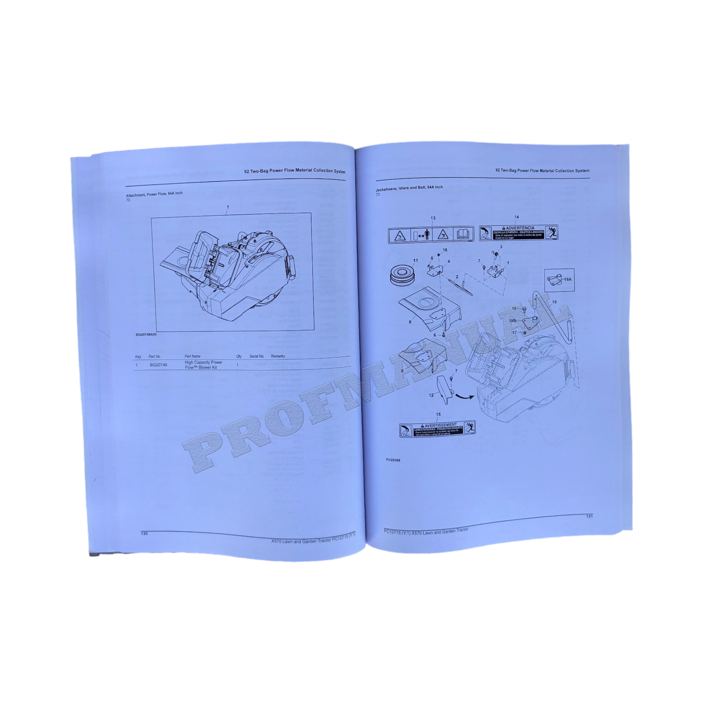 JOHN DEERE X570 TRACTOR PARTS CATALOG MANUAL