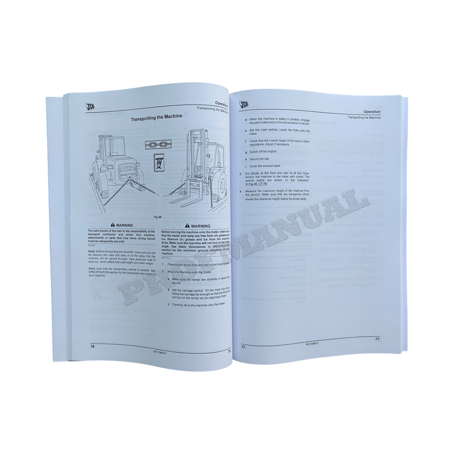 JCB RTFL 926 930 940 Rough Terrain ForkLift Operators Manual