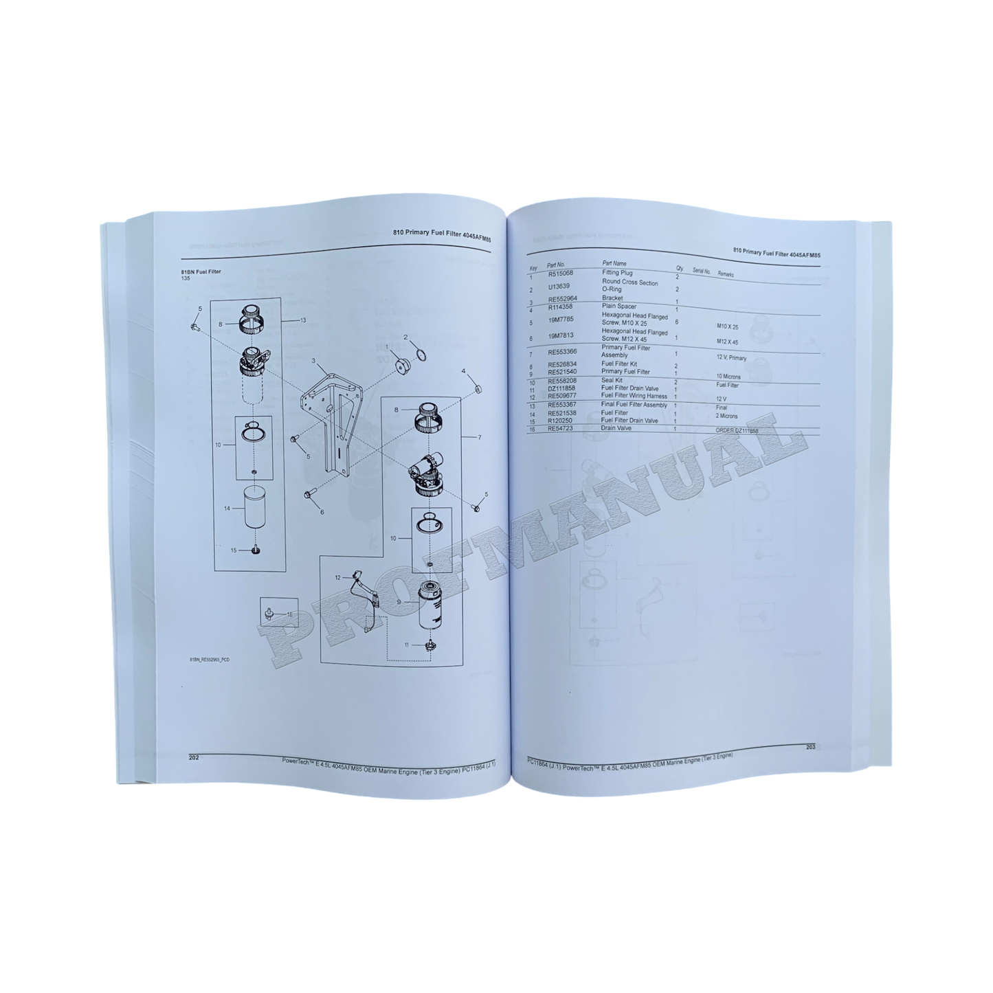 Manuel du catalogue des pièces détachées du moteur marin John Deere PowerTech 4.5L 4045AFM85