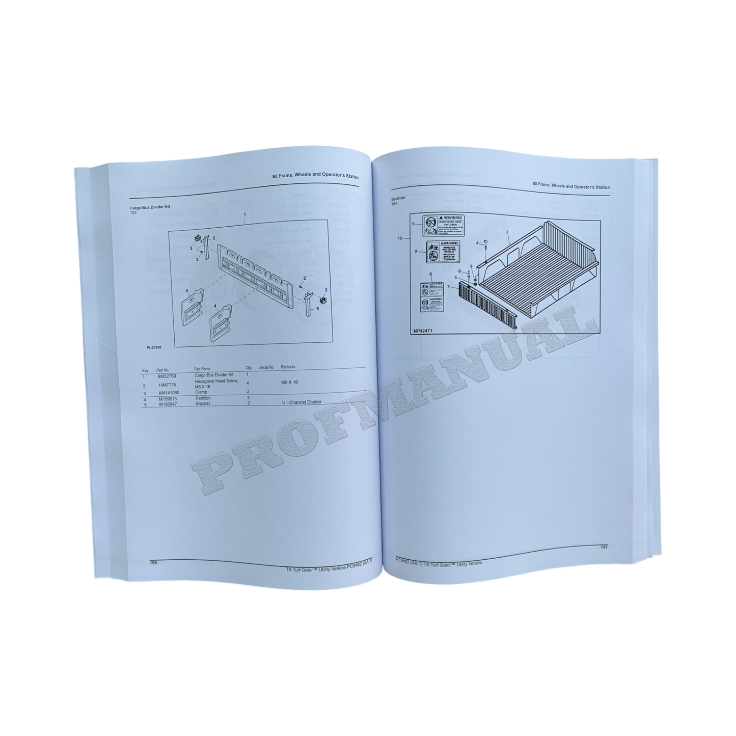 JOHN DEERE TX TURF GATOR UTILITY VEHICLE PARTS CATALOG MANUAL