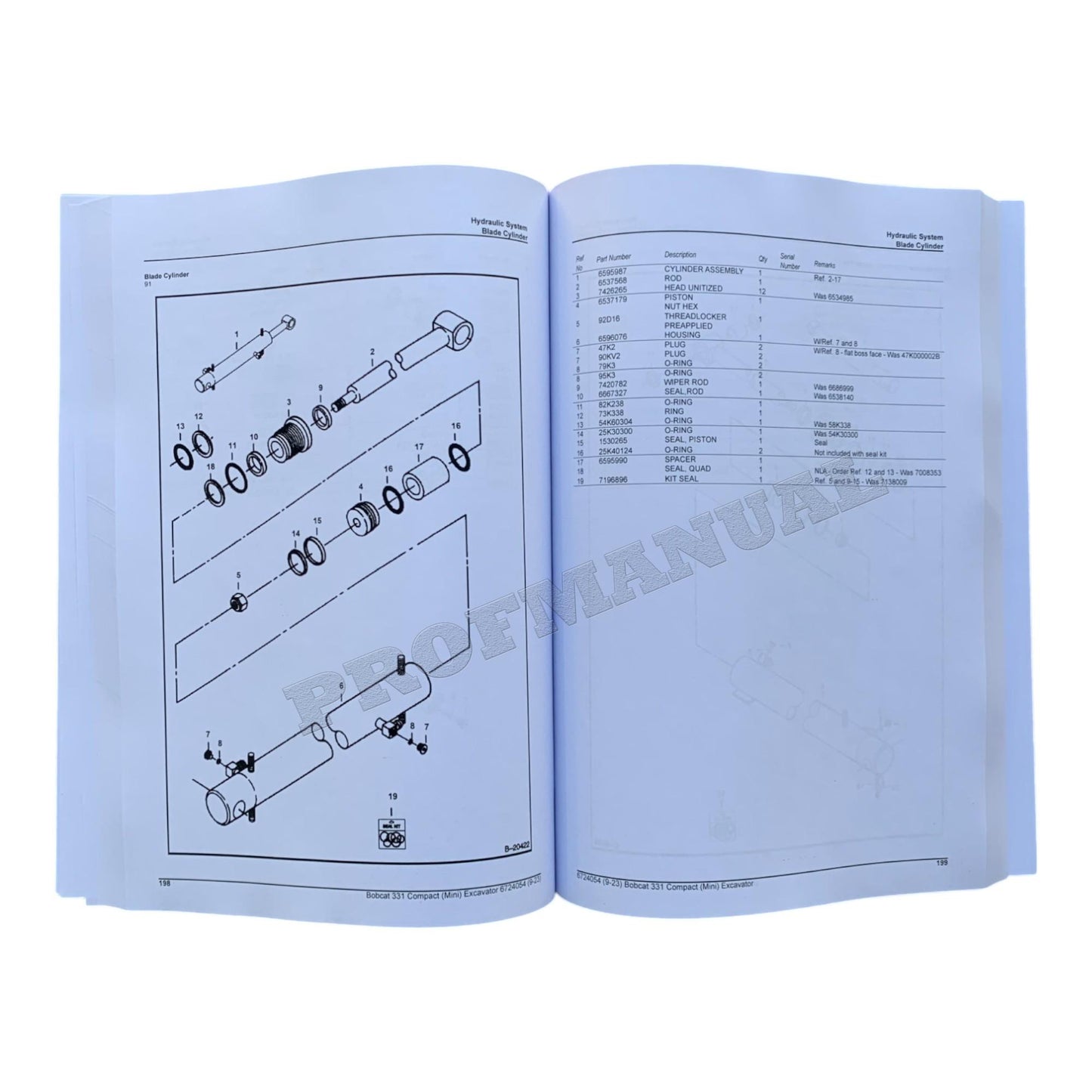 Ersatzteilkatalog für Bagger Bobcat 331, Handbuch 512911001–512912999