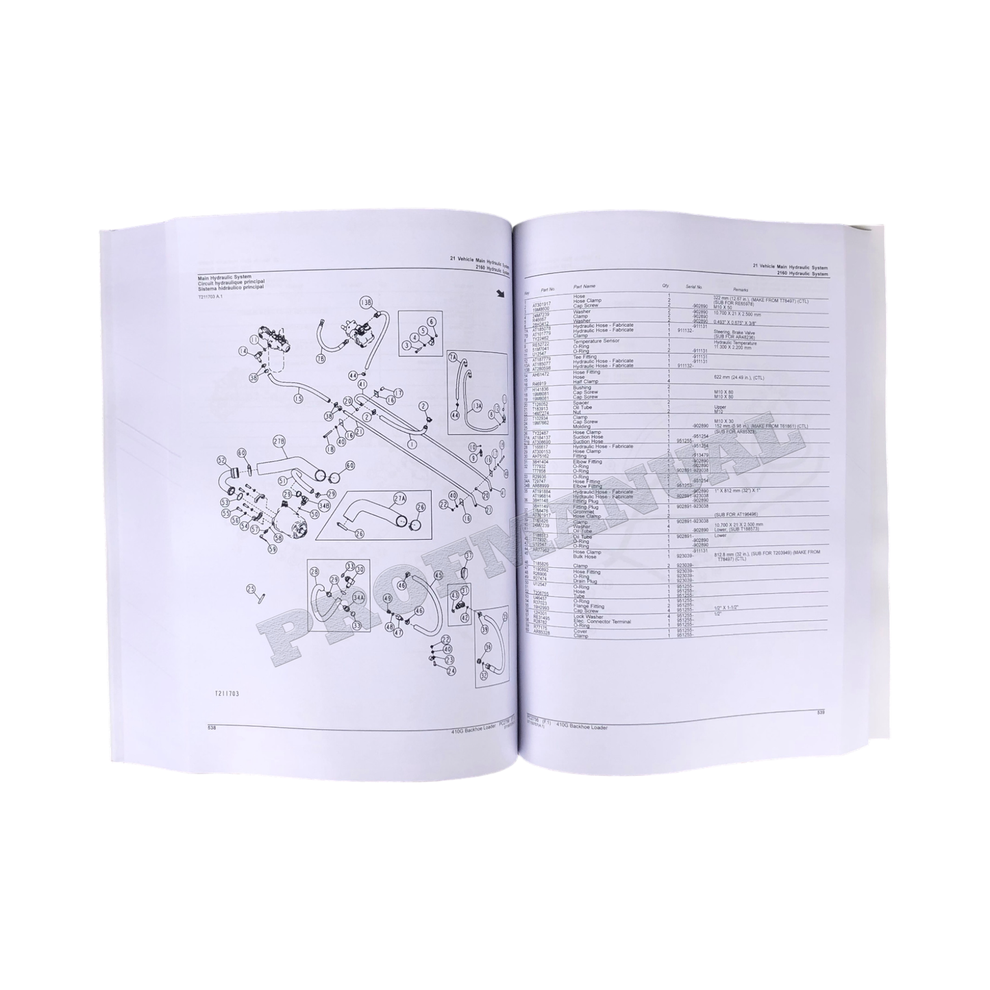 CATALOGUE DE PIÈCES DE RECHANGE POUR PELLE RÉTROCAVEUSE JOHN DEERE 410G + !BONUS!