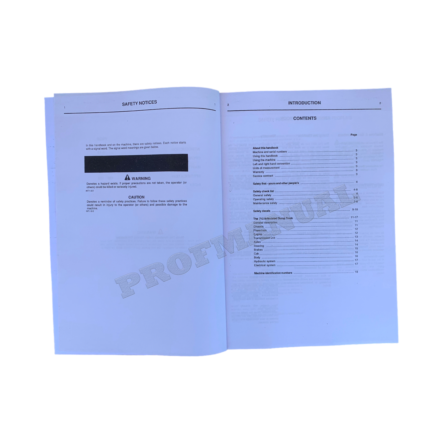 JCB 712 ADT Articulated Dump Truck Operators Manual