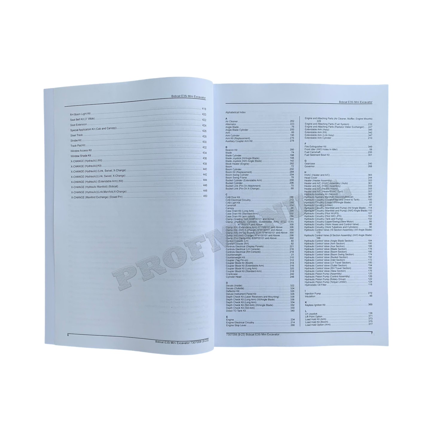 Bobcat E35i Excavator Parts Catalog Manual B3Y211001-