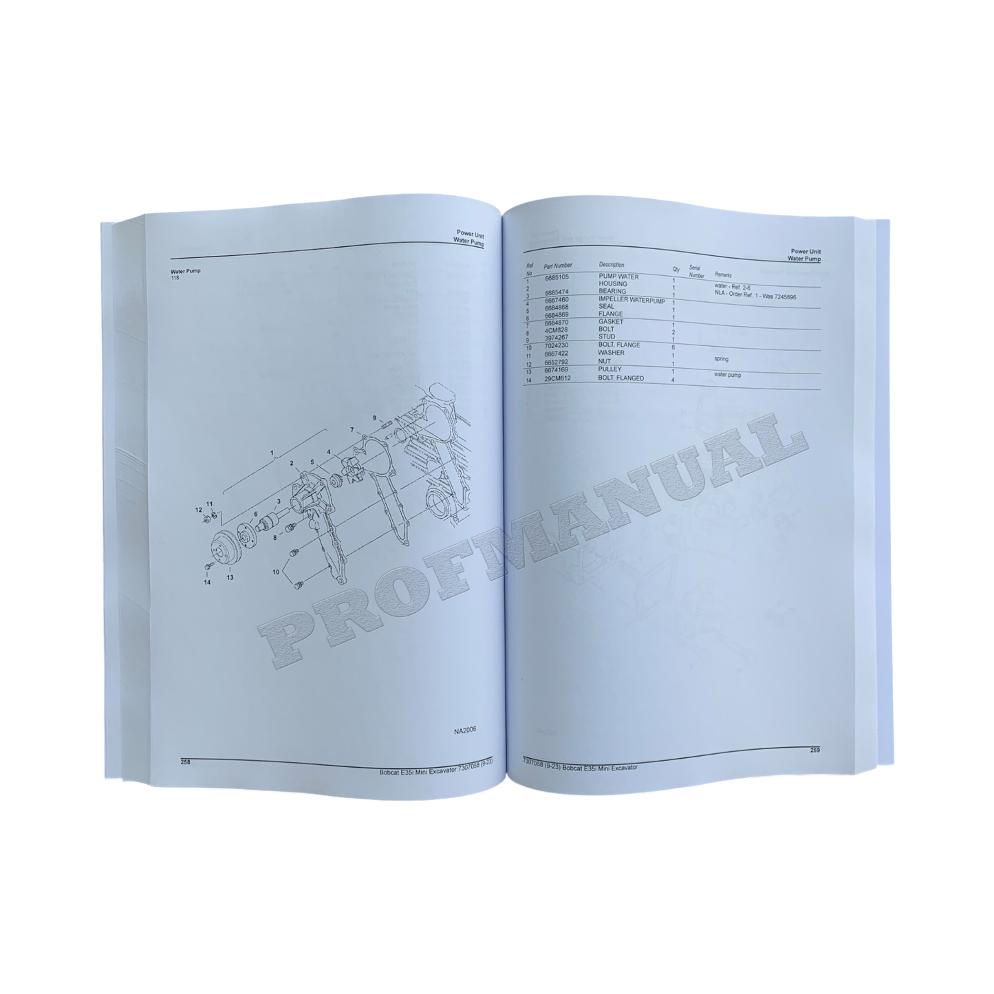 Bobcat E35i Excavator Parts Catalog Manual B3Y211001-