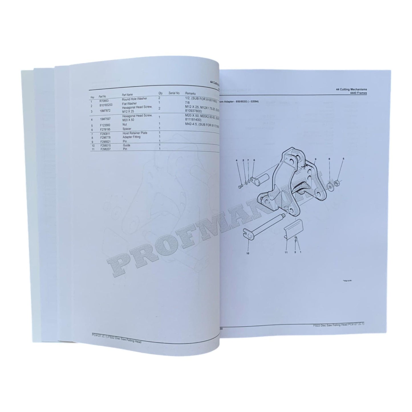 JOHN DEERE FS22 STT DISC SAW FELLING HEAD PARTS CATALOG MANUAL