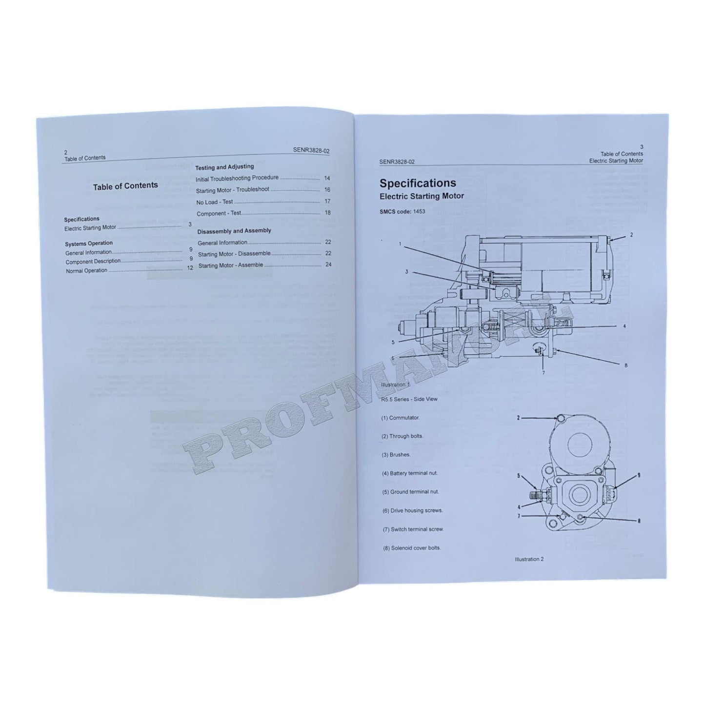 Caterpillar R2.5 R2.7 R3.0 R4.5 R5.5 Reduction Start Motor Manual Disass Assem