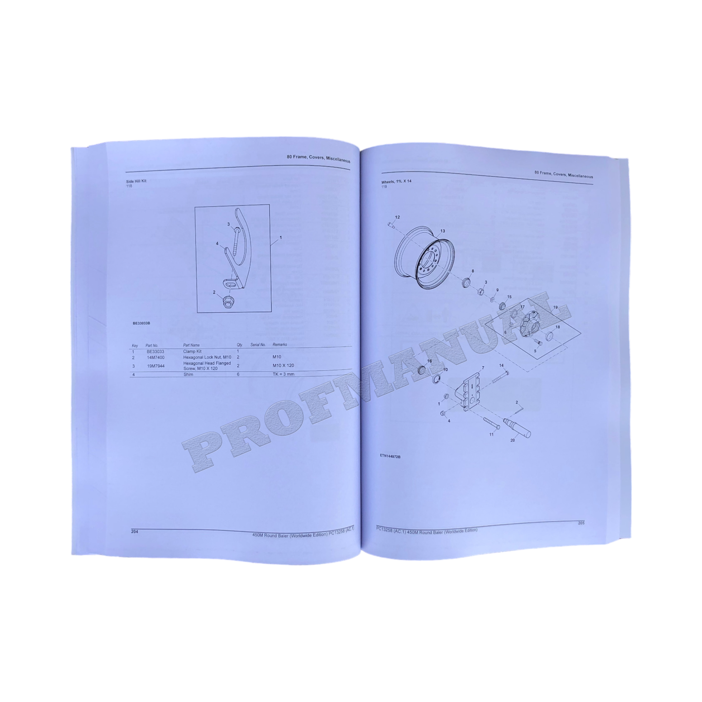 JOHN DEERE 450M ROUND BALER PARTS CATALOG MANUAL