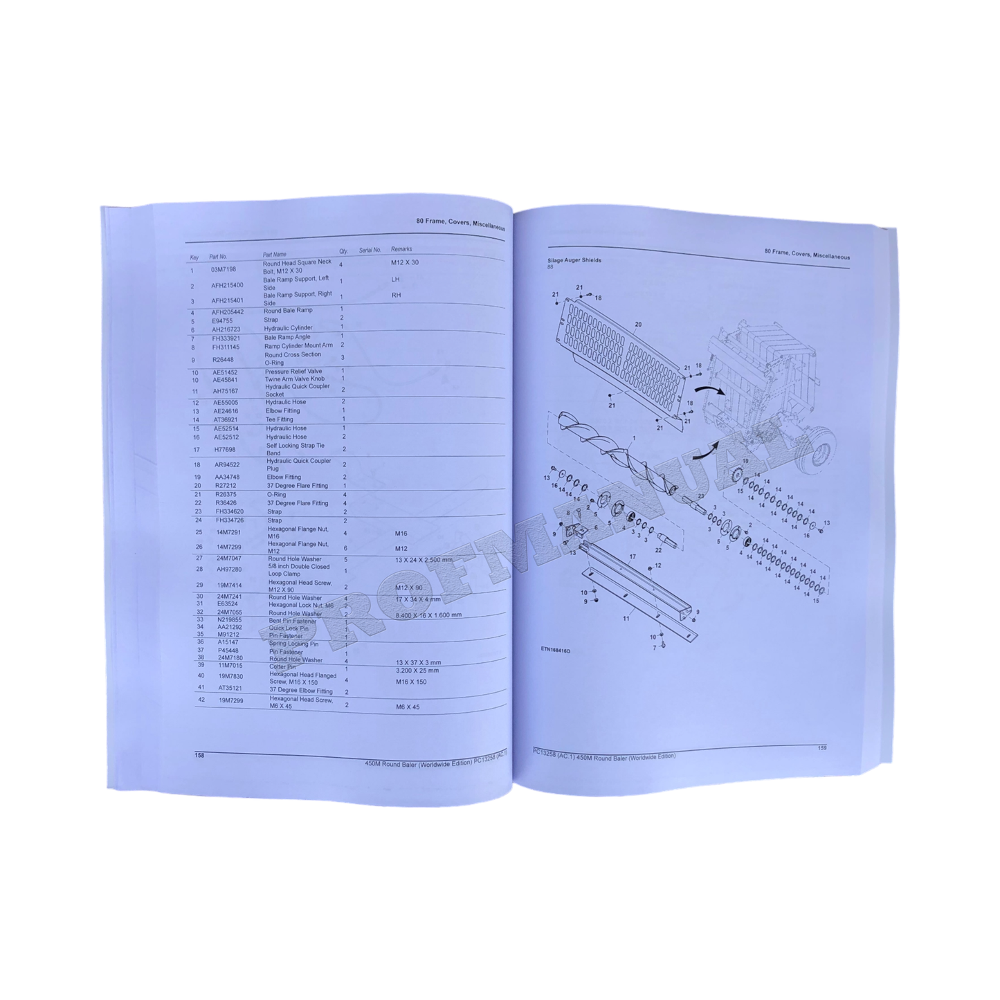 JOHN DEERE 450M ROUND BALER PARTS CATALOG MANUAL