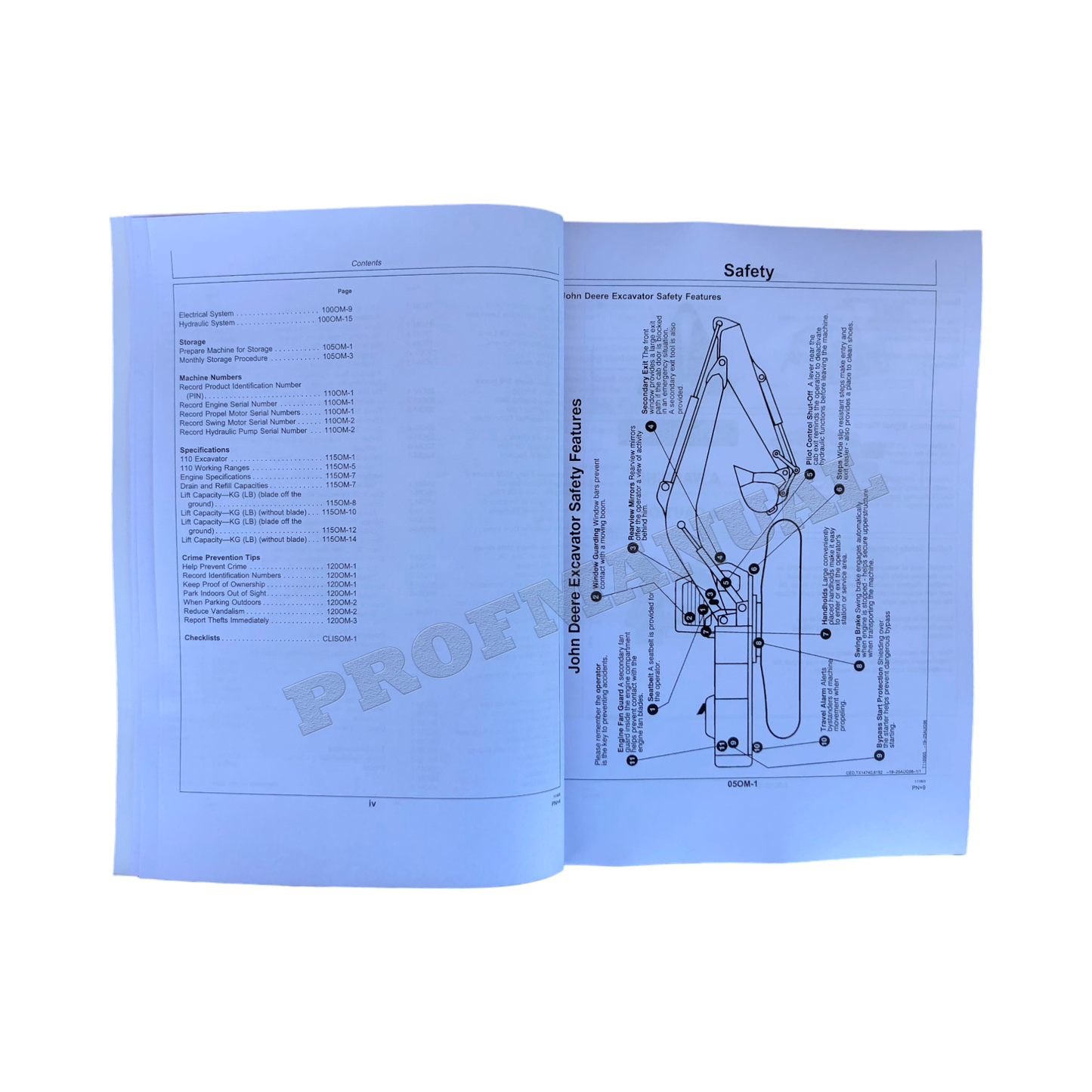 JOHN DEERE 110 EXCAVATOR OPERATORS MANUAL