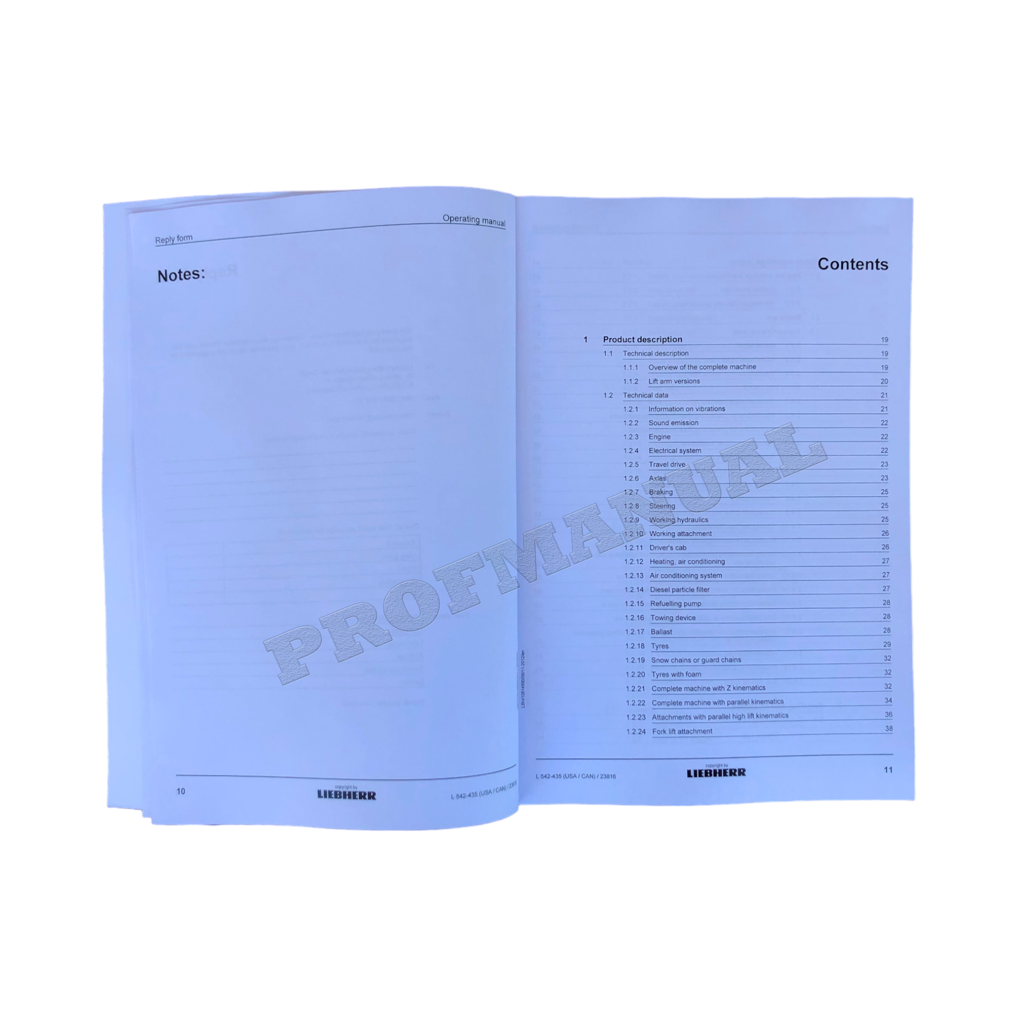 Liebherr L542-435 (USA CAN) Wheel Loader Operators manual