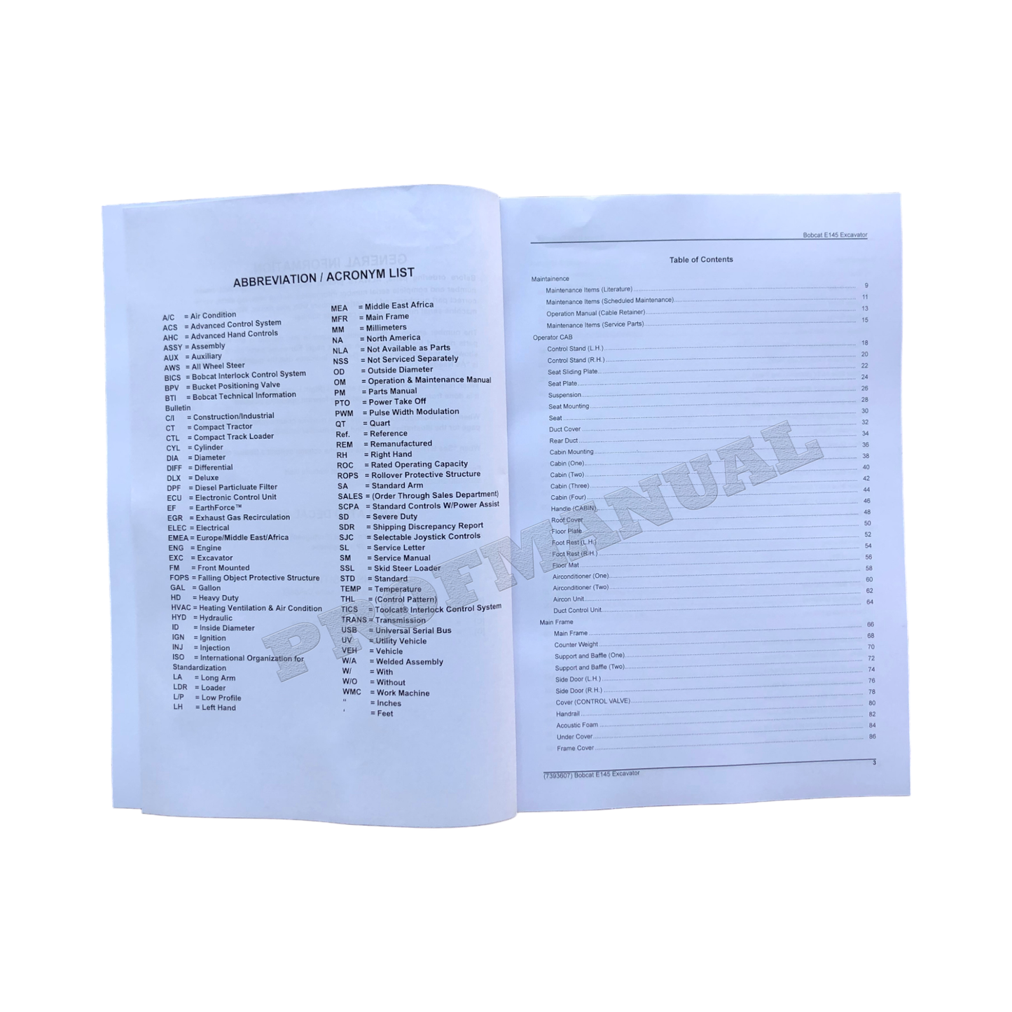 Bobcat E145 Bagger Teilekatalog Handbuch B4WU11001-