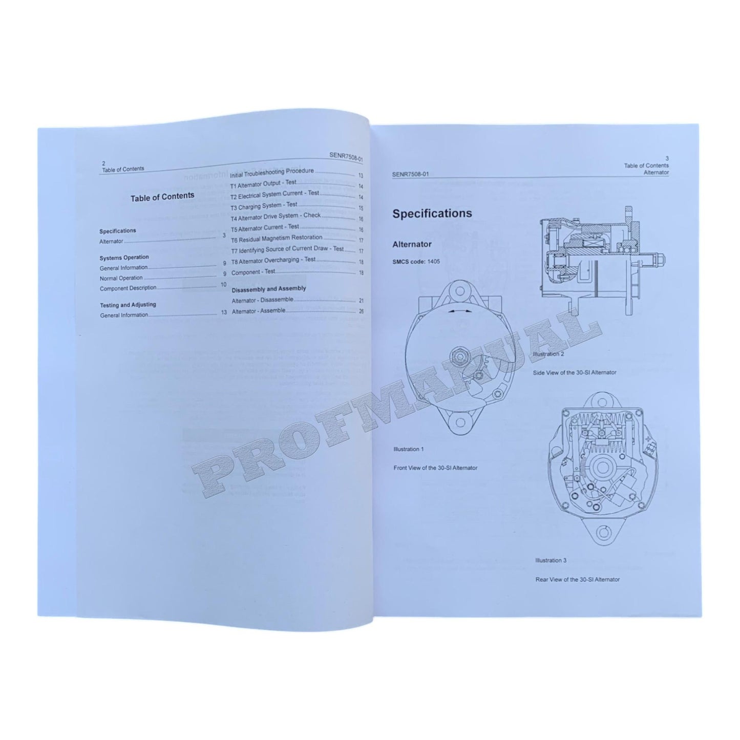 Caterpillar Cat 30SI 34SI Series Alternator Disassembly Assembly Service Manual