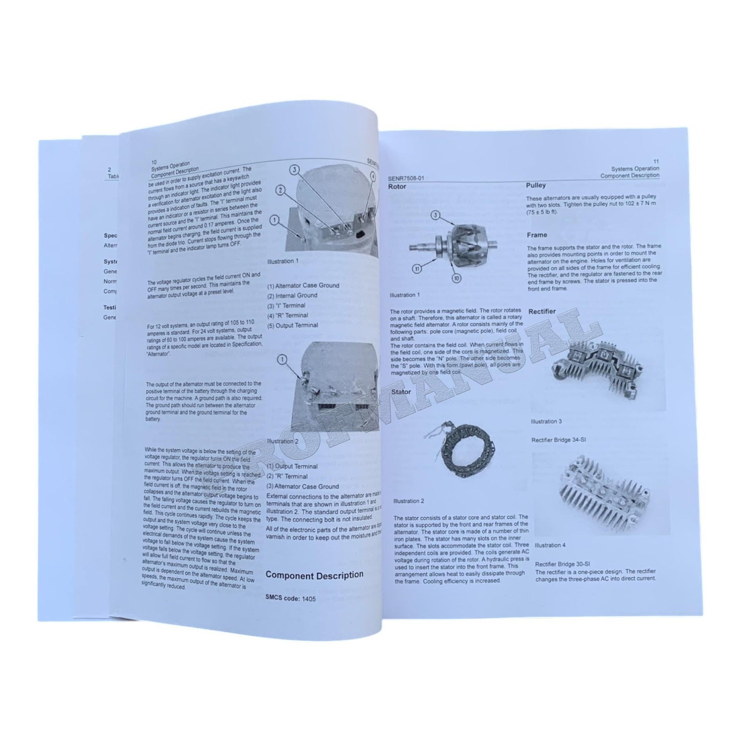 Caterpillar Cat 30SI 34SI Series Alternator Disassembly Assembly Service Manual