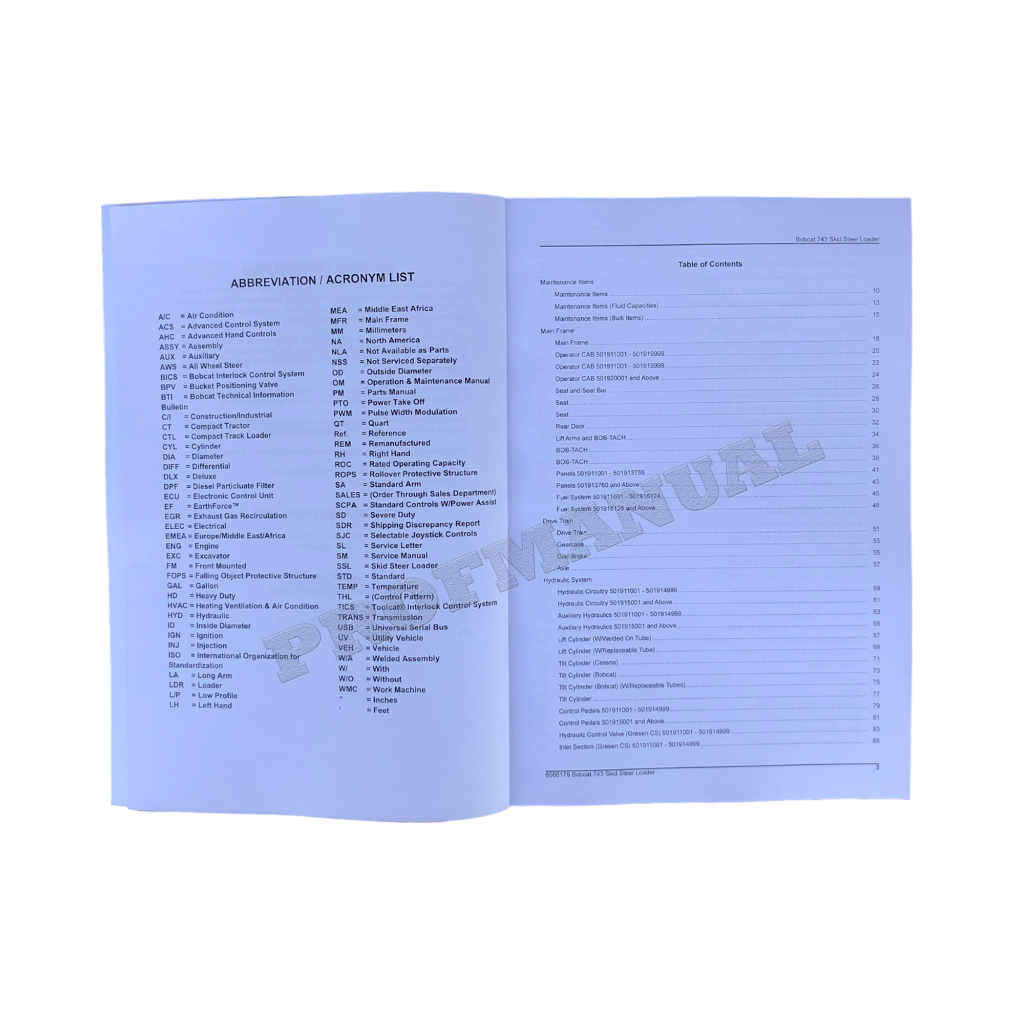 Bobcat 743 Kompaktlader Ersatzteilkatalog Handbuch 501911001-