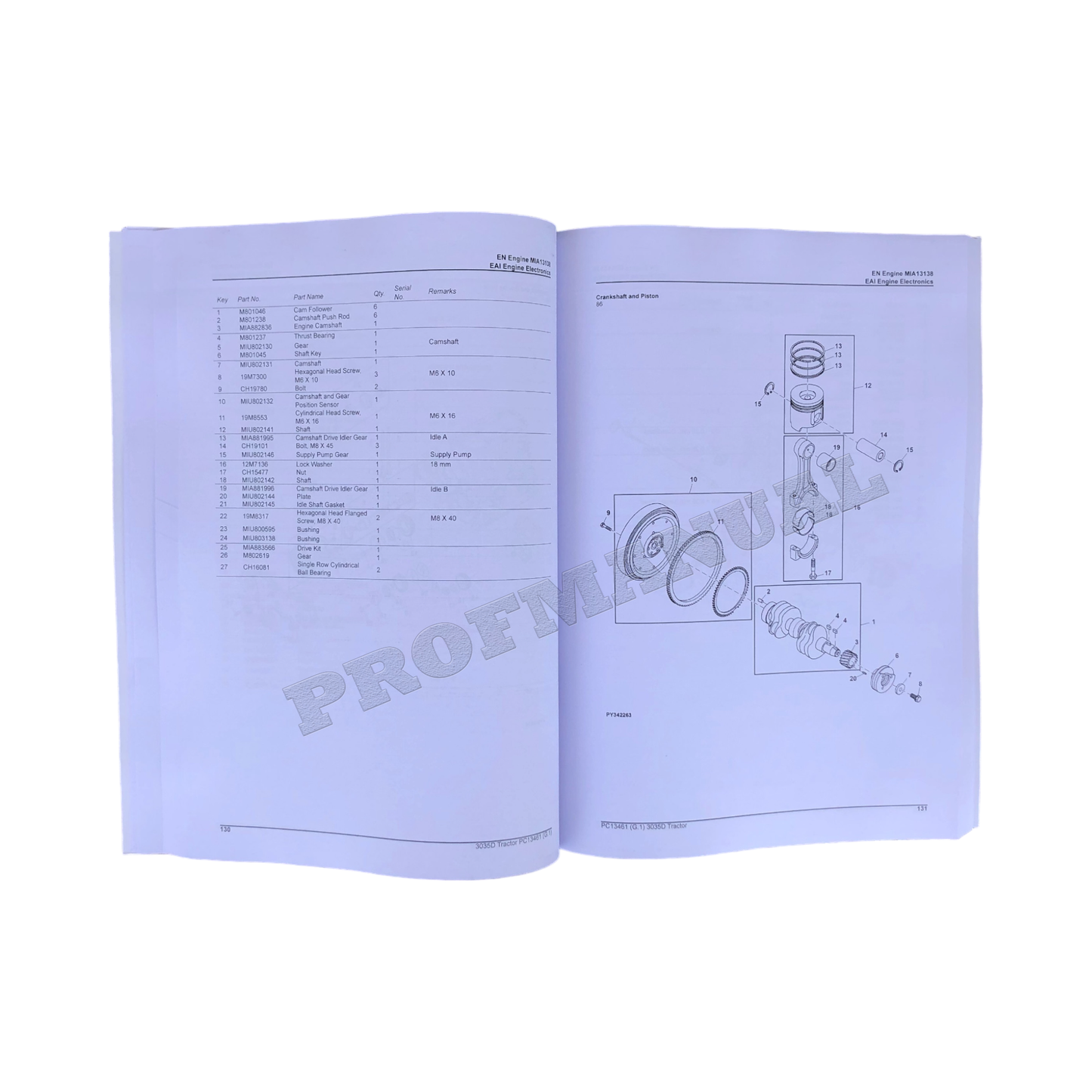 JOHN DEERE 3035D TRACTOR PARTS CATALOG MANUAL