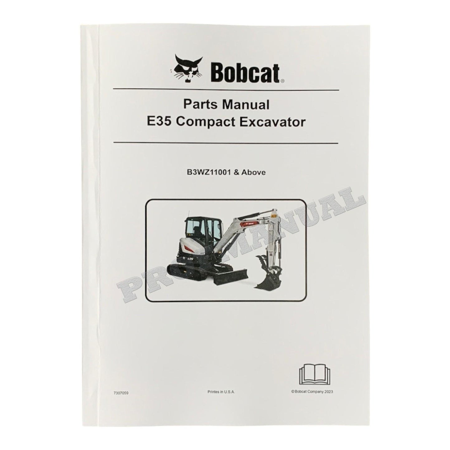 Bobcat E35 Excavator Parts Catalog Manual B3WZ11001-