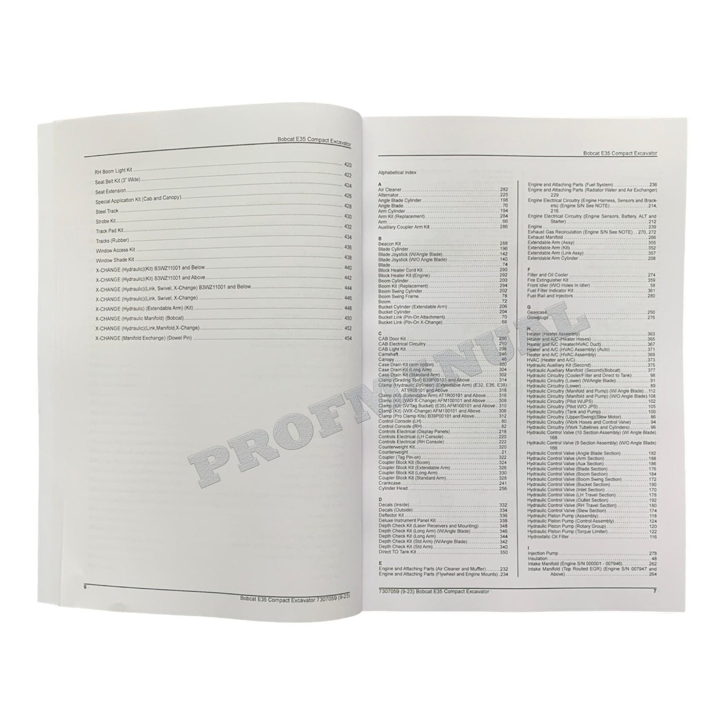 Bobcat E35 Excavator Parts Catalog Manual B3WZ11001-