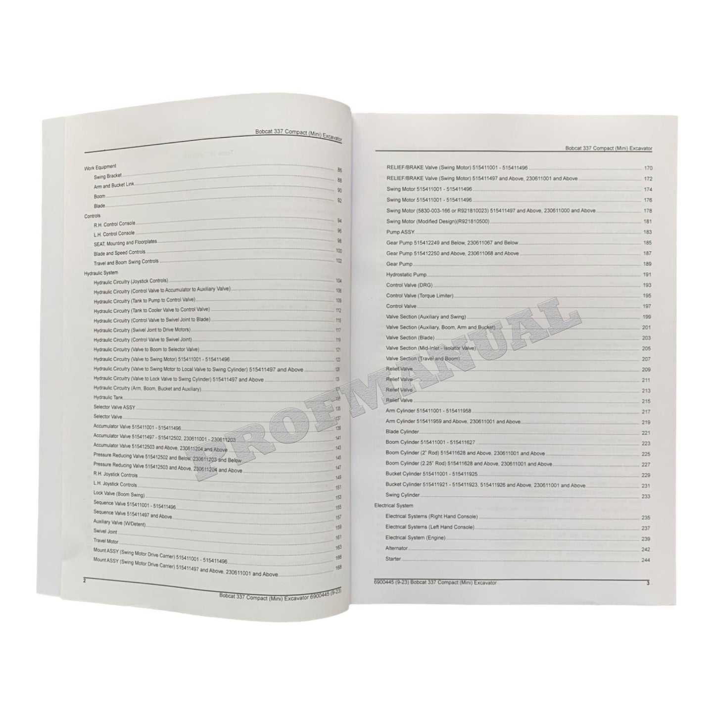 Bobcat 337 Bagger Teilekatalog Handbuch 230611001- 515411001-