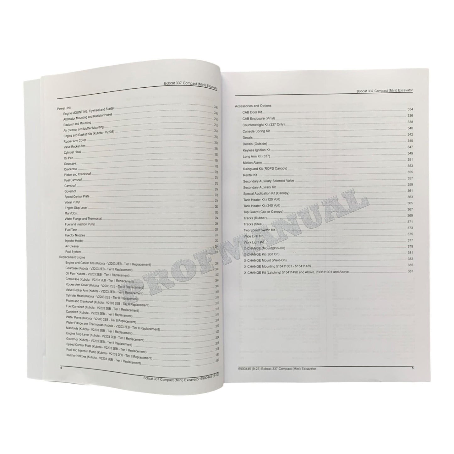 Bobcat 337 Bagger Teilekatalog Handbuch 230611001- 515411001-