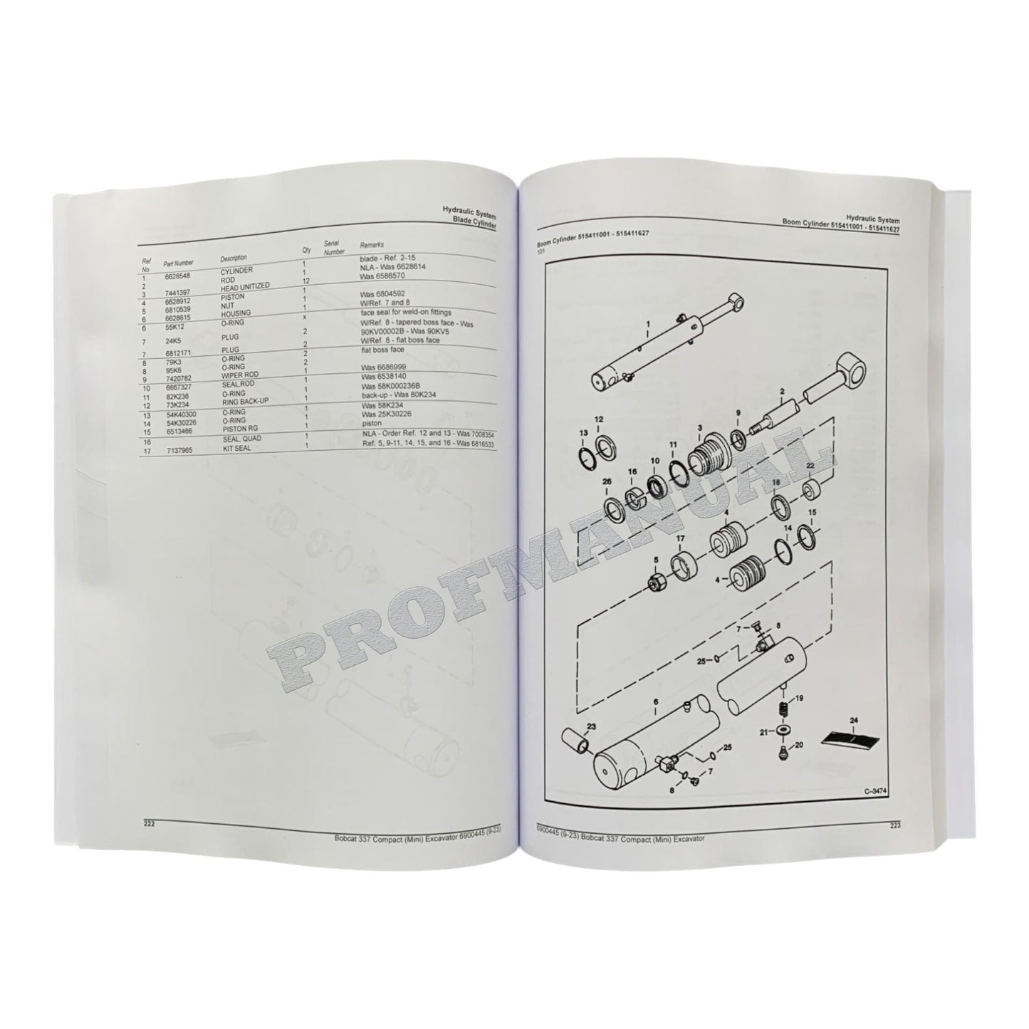 Bobcat 337 Bagger Teilekatalog Handbuch 230611001- 515411001-