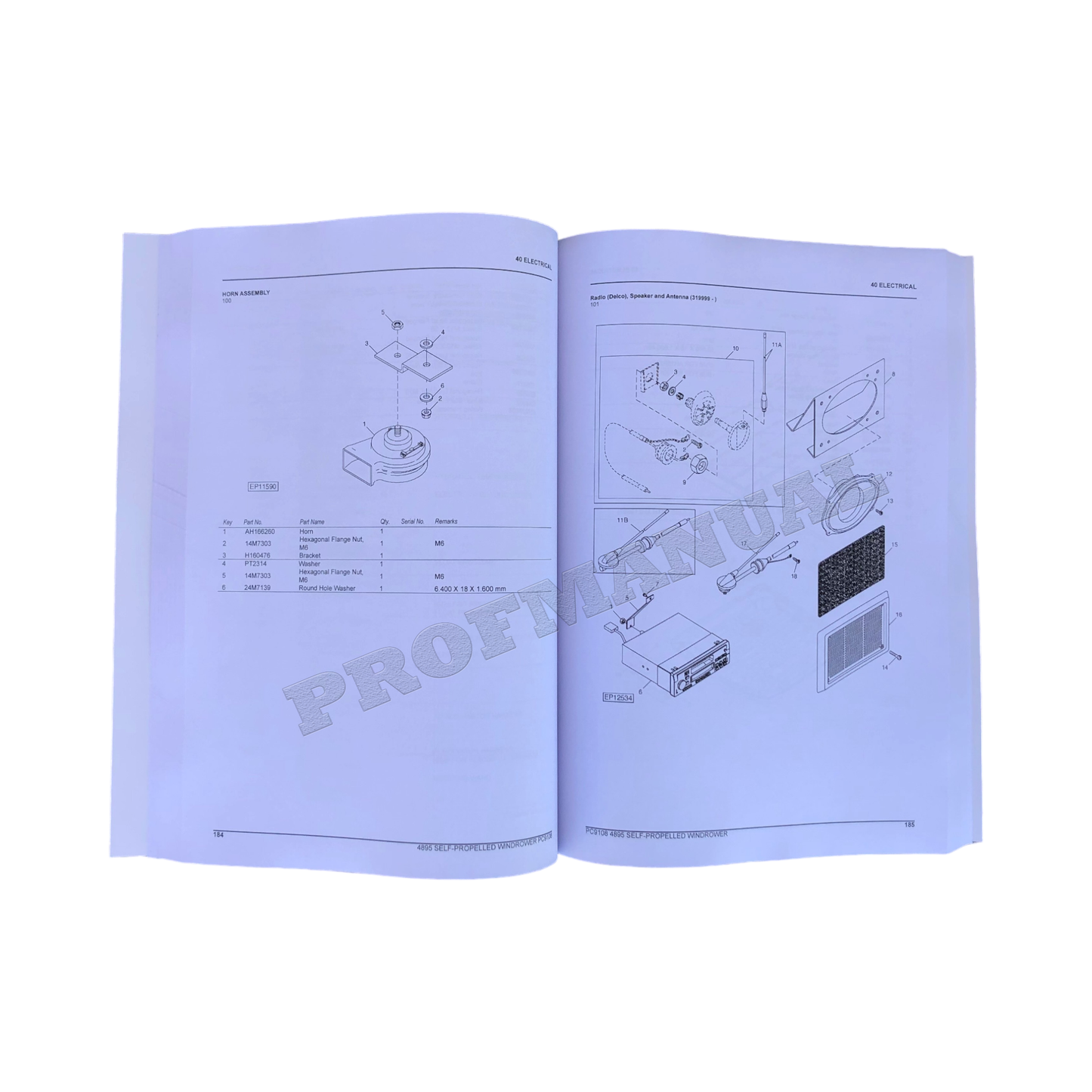 JOHN DEERE 4895 WINDROWER PARTS CATALOG MANUAL