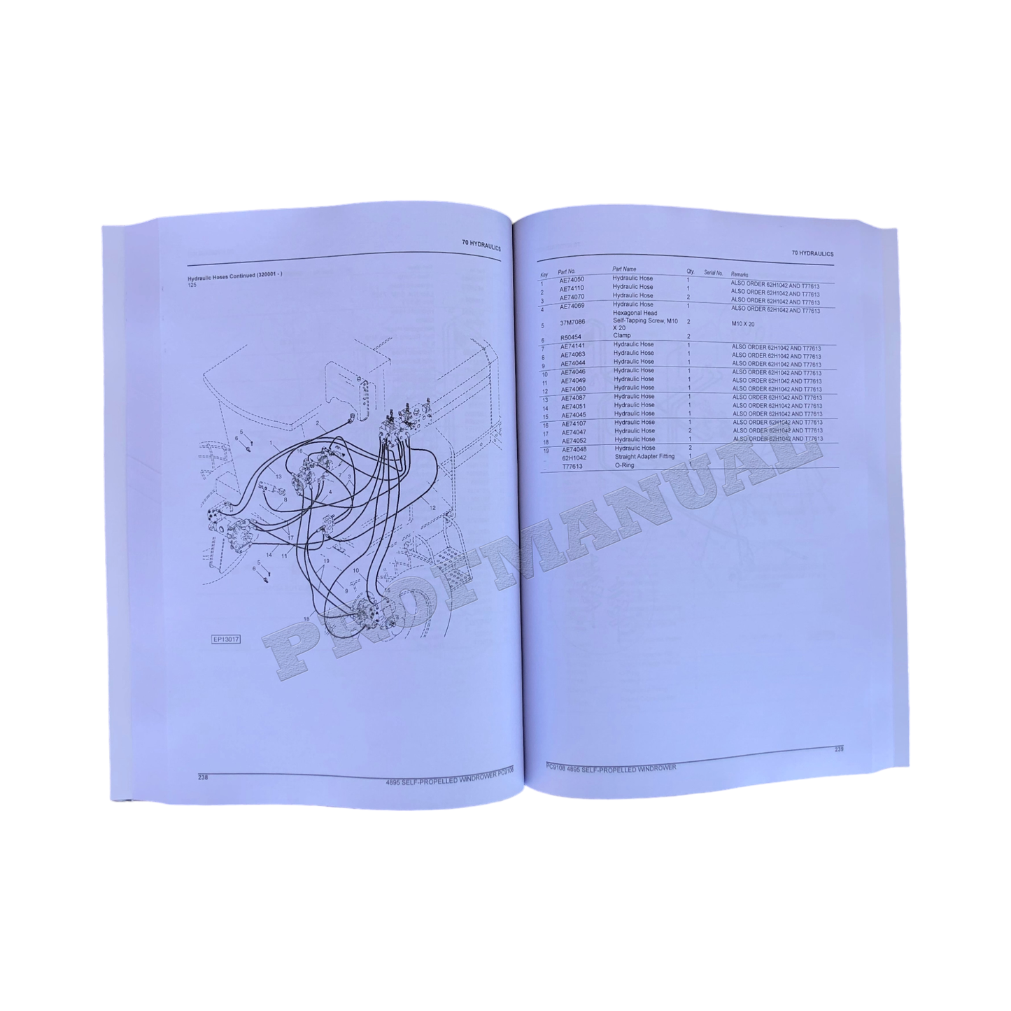 JOHN DEERE 4895 WINDROWER PARTS CATALOG MANUAL