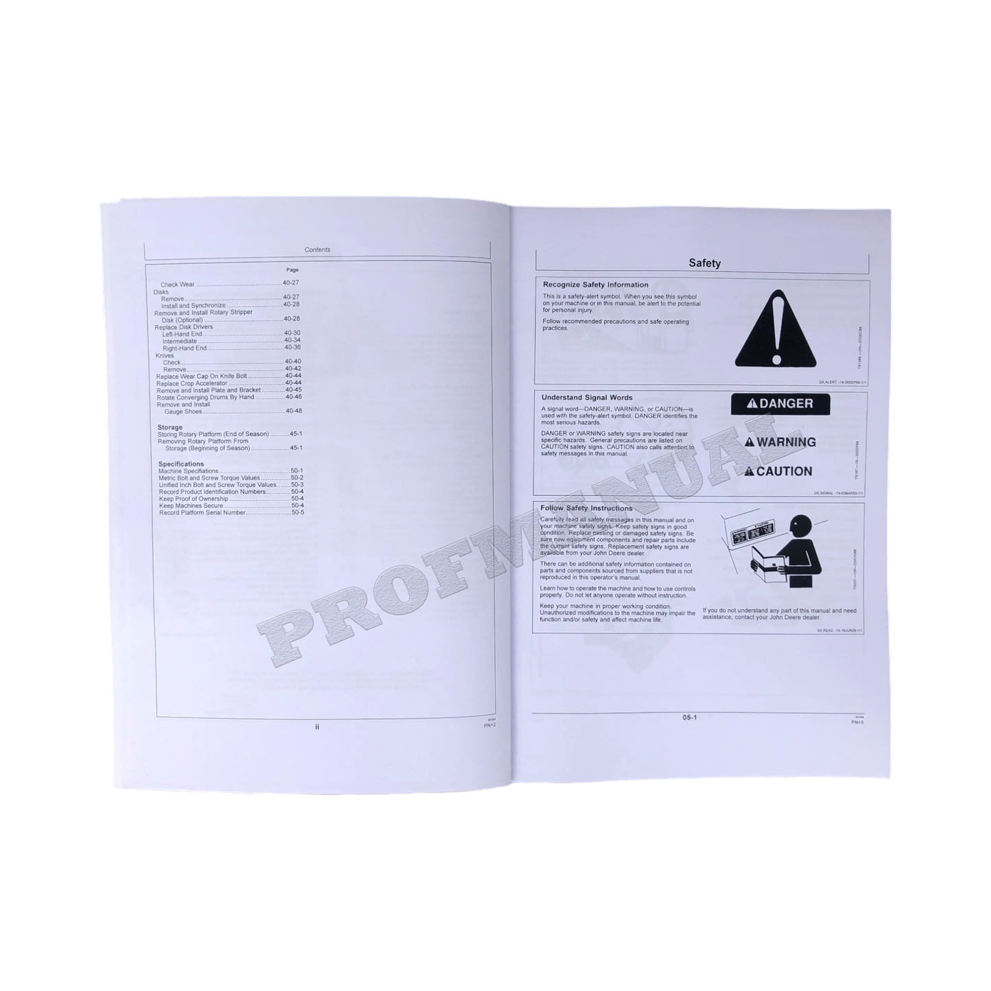 JOHN DEERE 995 ROTARY PLATFORM 5 METER OPERATORS MANUAL ser 350001-