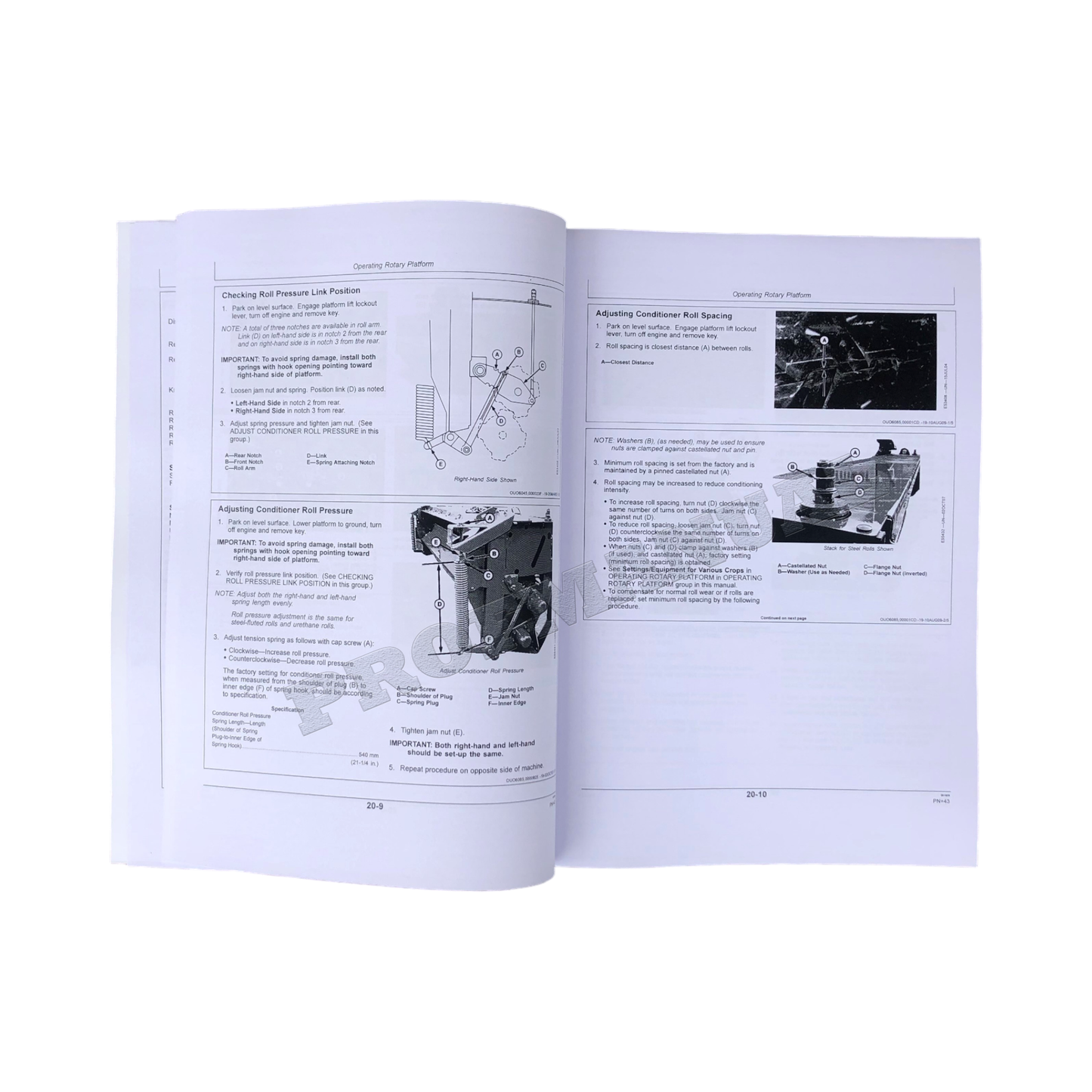 JOHN DEERE 995 ROTARY PLATFORM 5 METER OPERATORS MANUAL ser 350001-