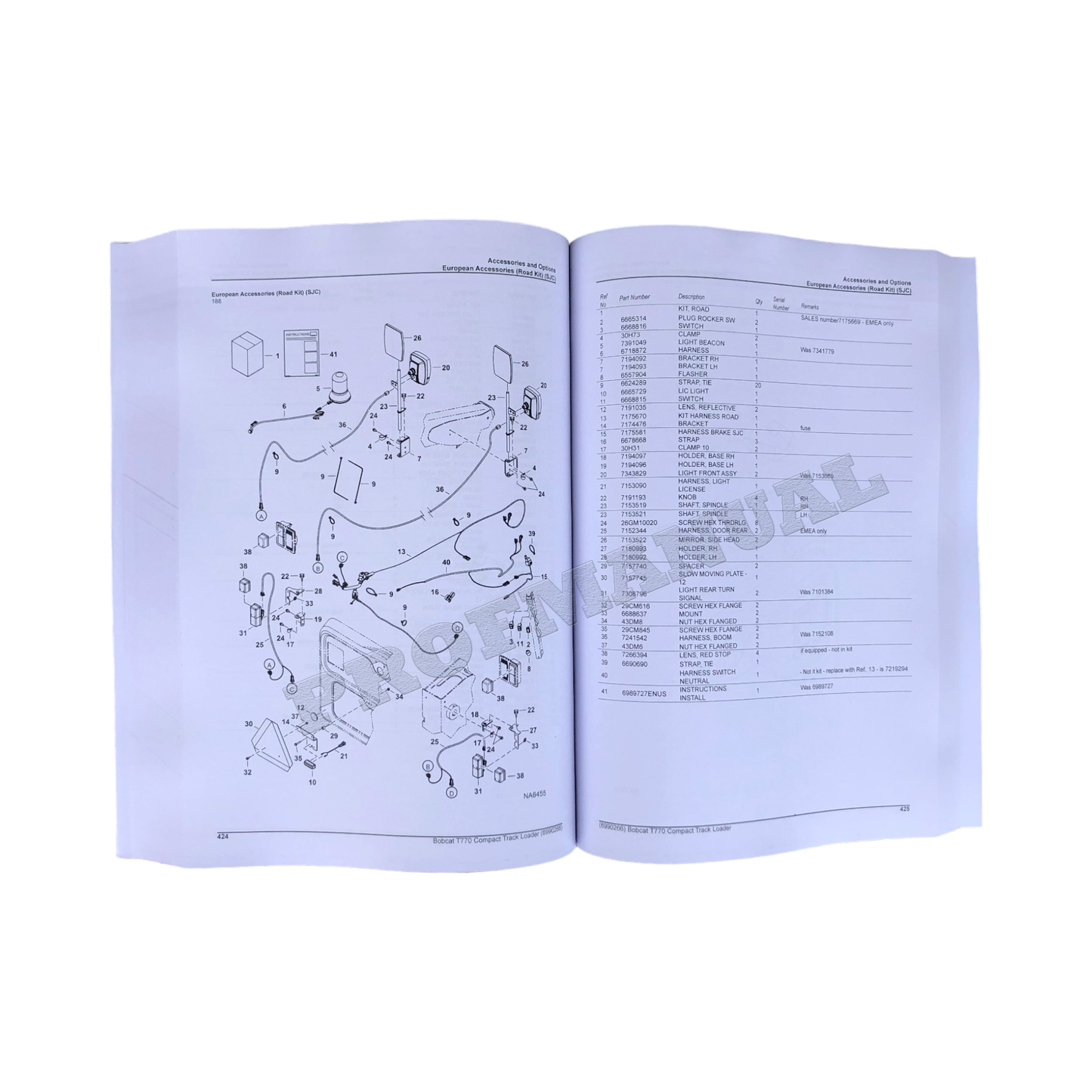 Manuel du catalogue des pièces détachées pour chargeuse compacte sur chenilles Bobcat T770 AN8T11001- ATF711001-