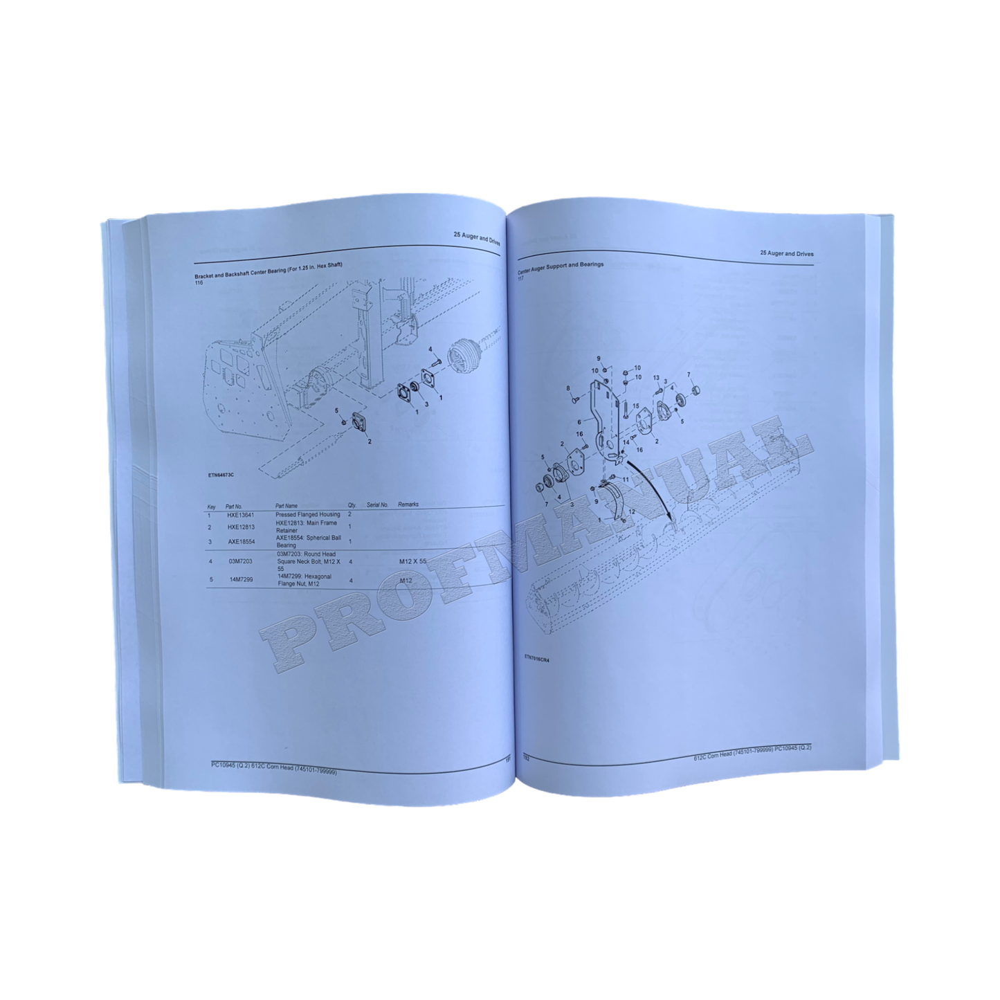 John Deere 612 Maispflücker Ersatzteilkatalog Handbuch SN 745101-