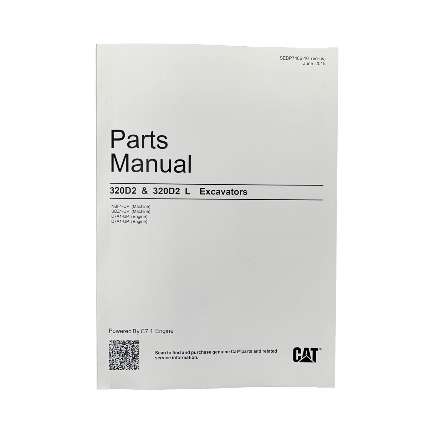 Caterpillar Cat 320D2 320D2 L Excavator Parts Catalog Manual SEBP7486