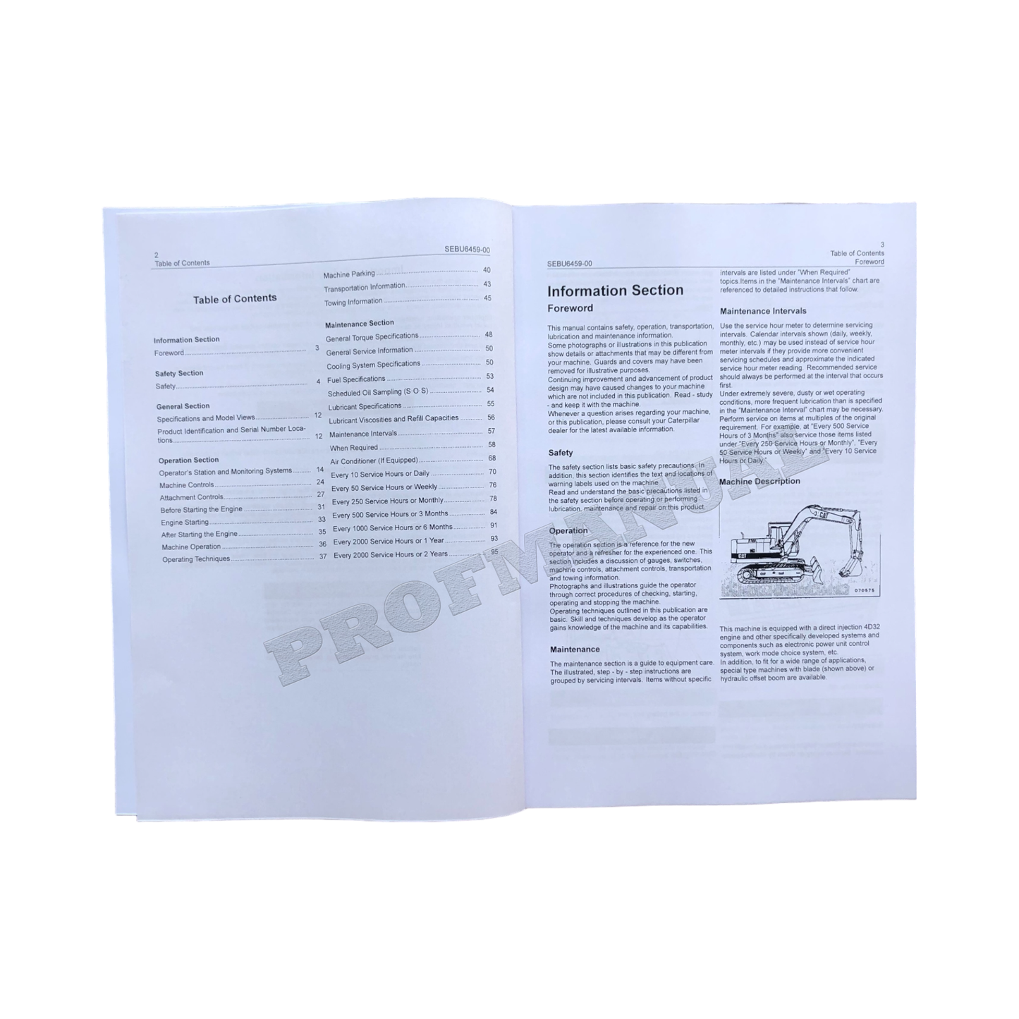 Caterpillar E70B Excavator Operators Maintenance Manual