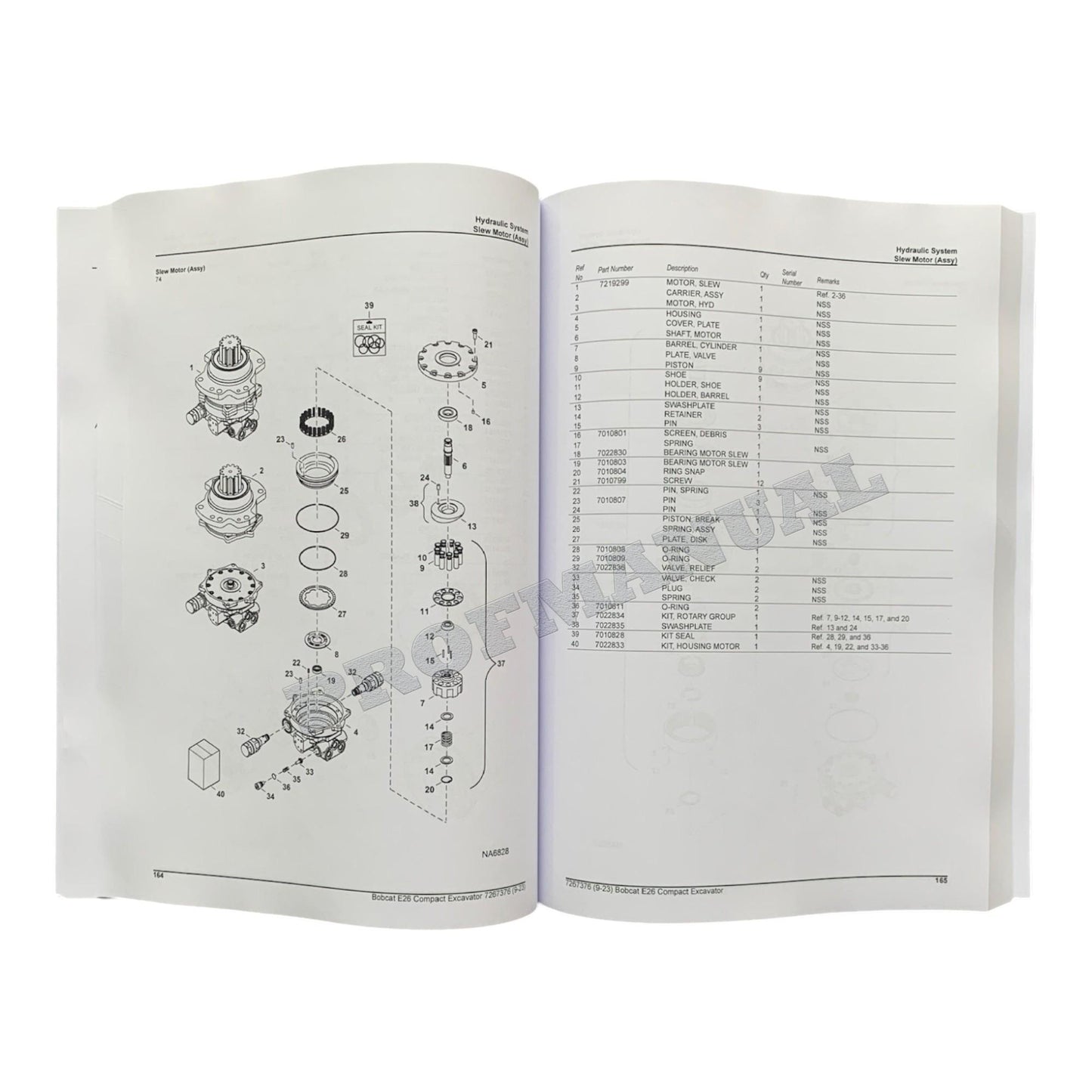 Bobcat E26 Excavator Parts Catalog Manual B3JE11001-