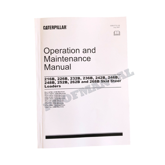 Caterpillar Cat 252B 262B 268B 248B Skid Steer Loader Operators Maintenance Manual +SUPPL