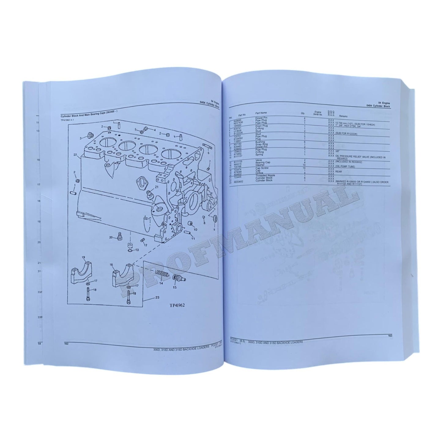 JOHN DEERE 300D 310D 315D BACKHOE LOADER PARTS CATALOG MANUAL