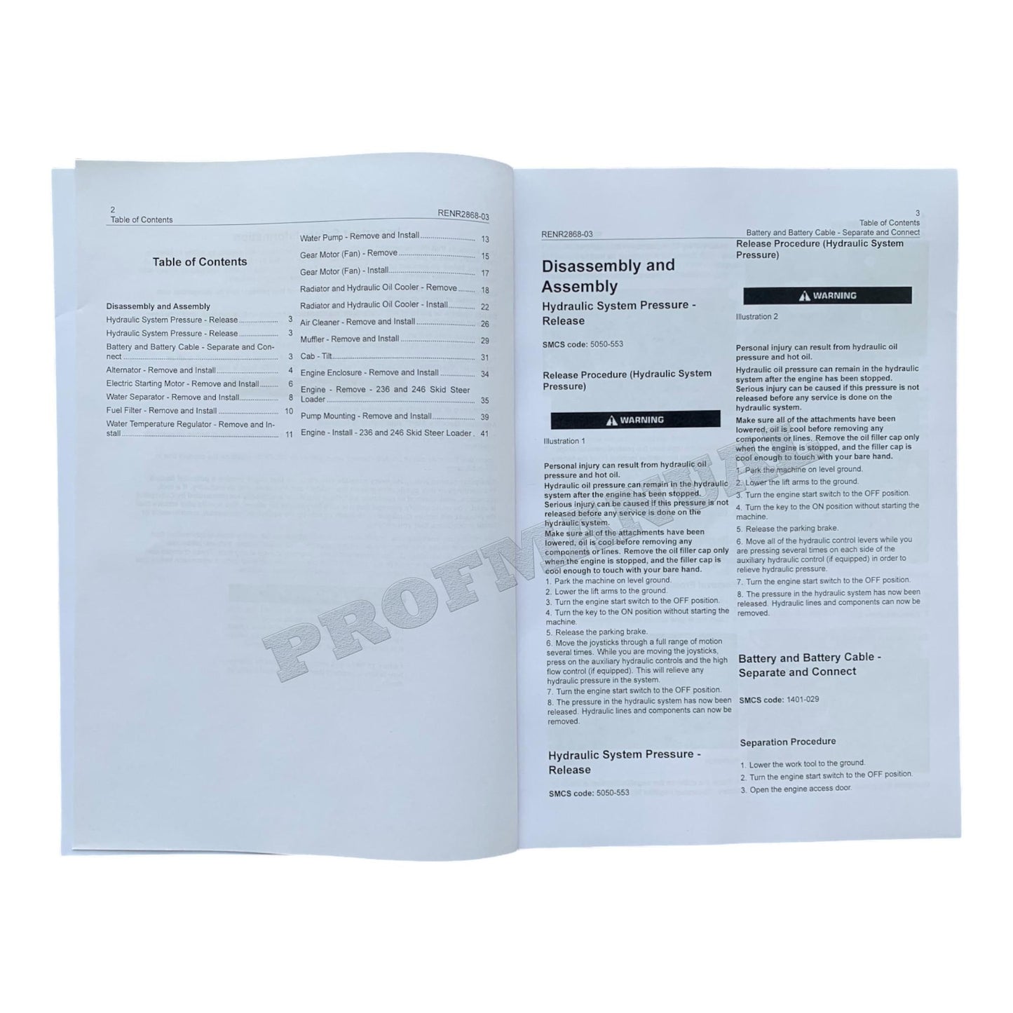 Caterpillar 3034 Engine for 236 246 248 252 262 Skid Steer Loader Service Manual *Send Serial#