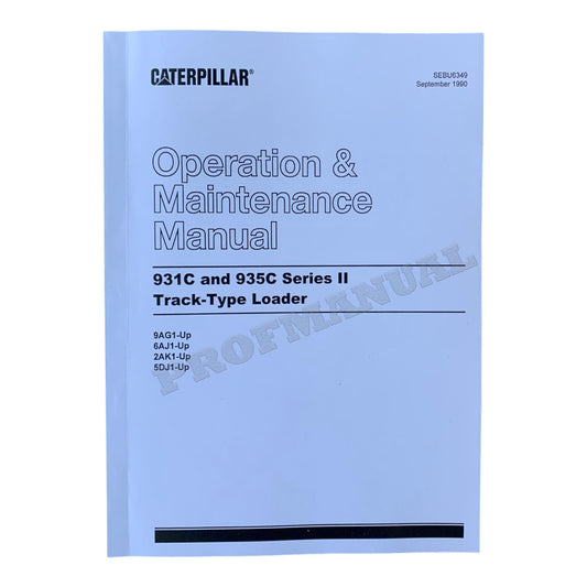 Caterpillar 931C 935C Series II Track Type Loader Operators Maintenance Manual