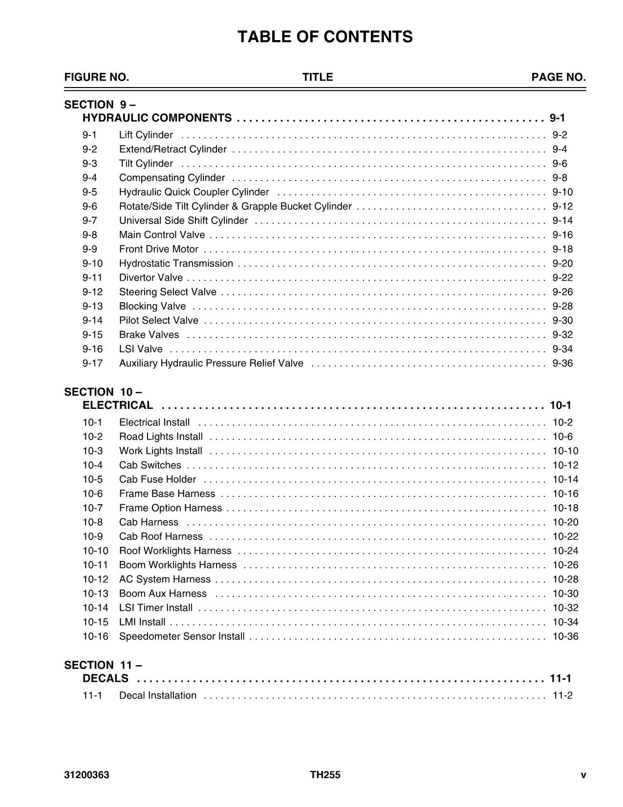 Caterpillar TH255 Telehandler Parts catalog Manual SN TBS and up