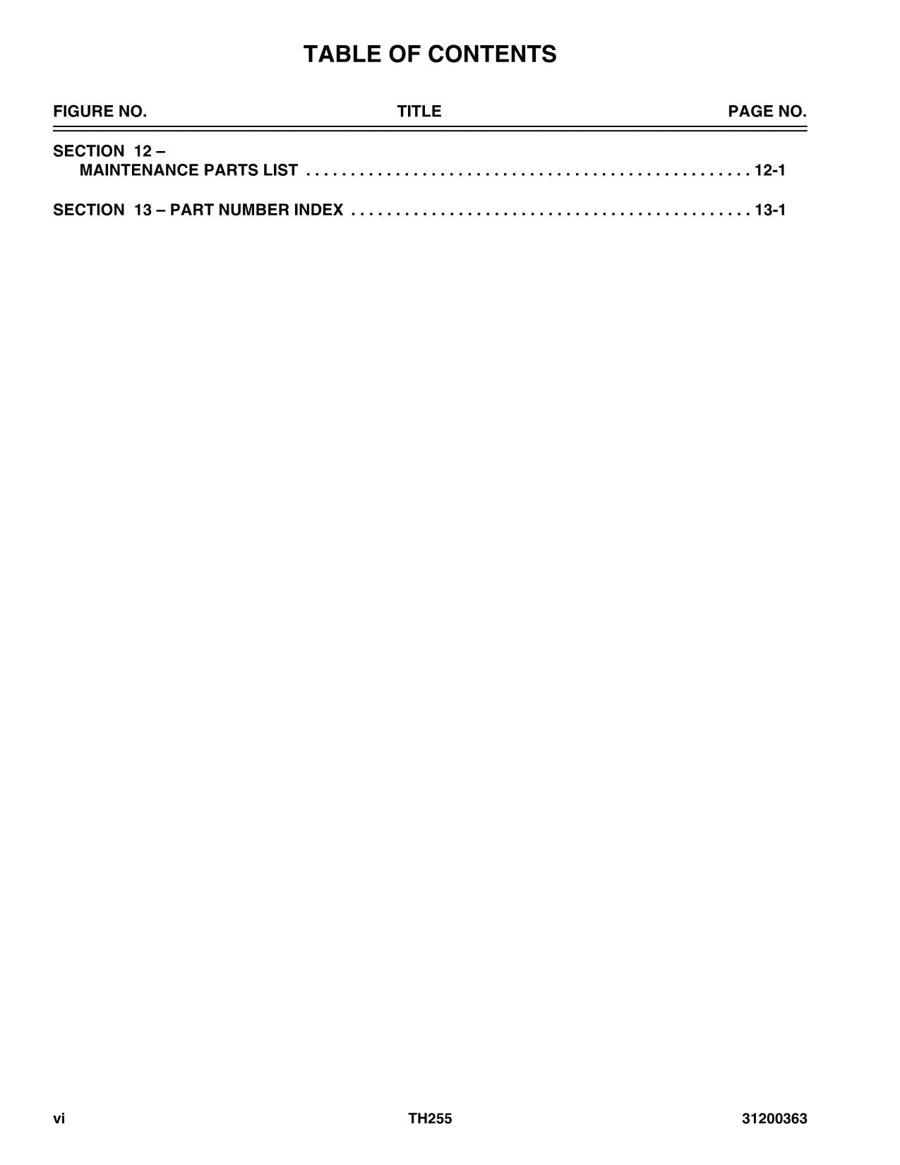 Caterpillar TH255 Telehandler Parts catalog Manual SN TBS and up